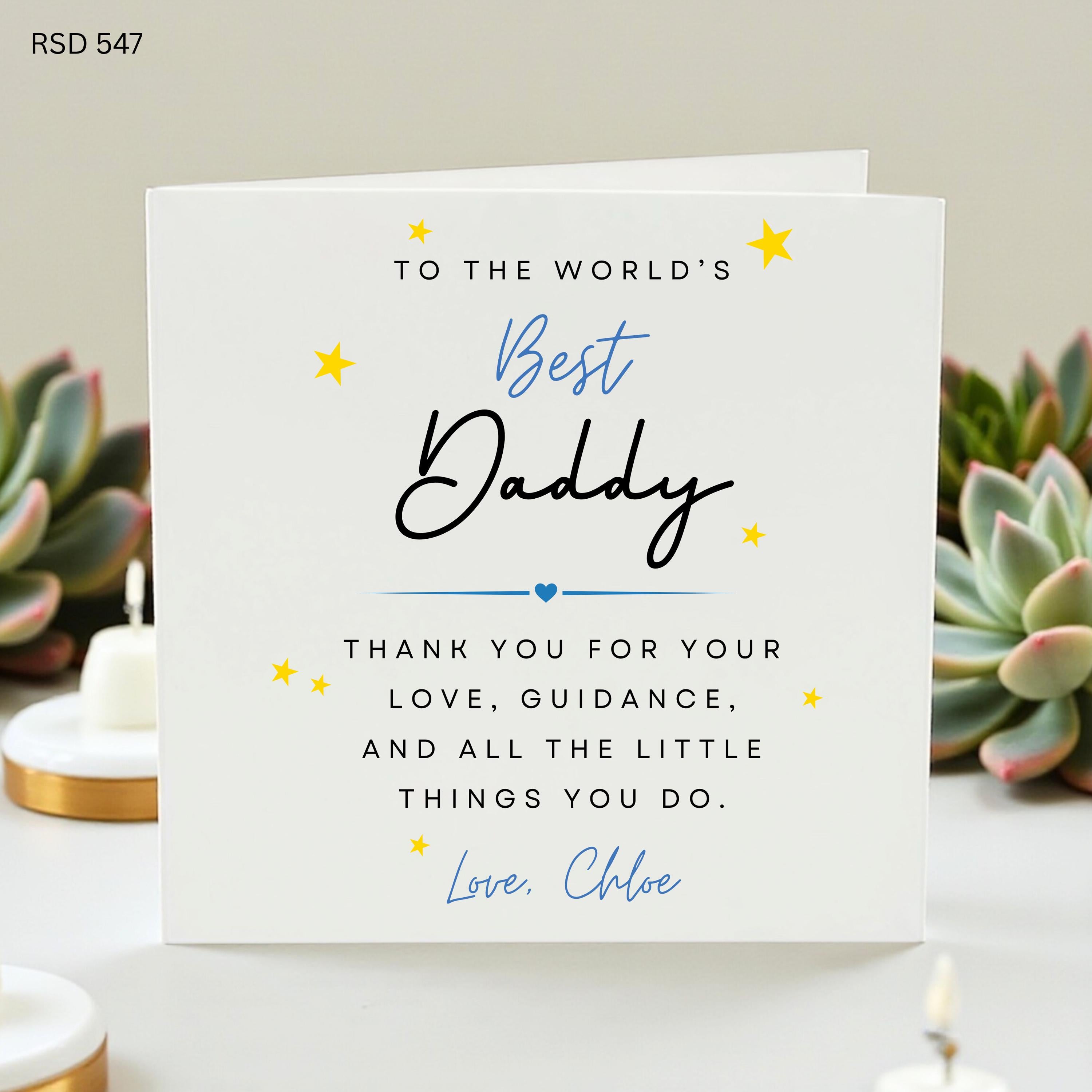 Personalized Father's Day Card for Daddy, Custom Name Card, Worlds Best Daddy Card, Father's Day Gift from Child, Daughter to Dad, Dad Card