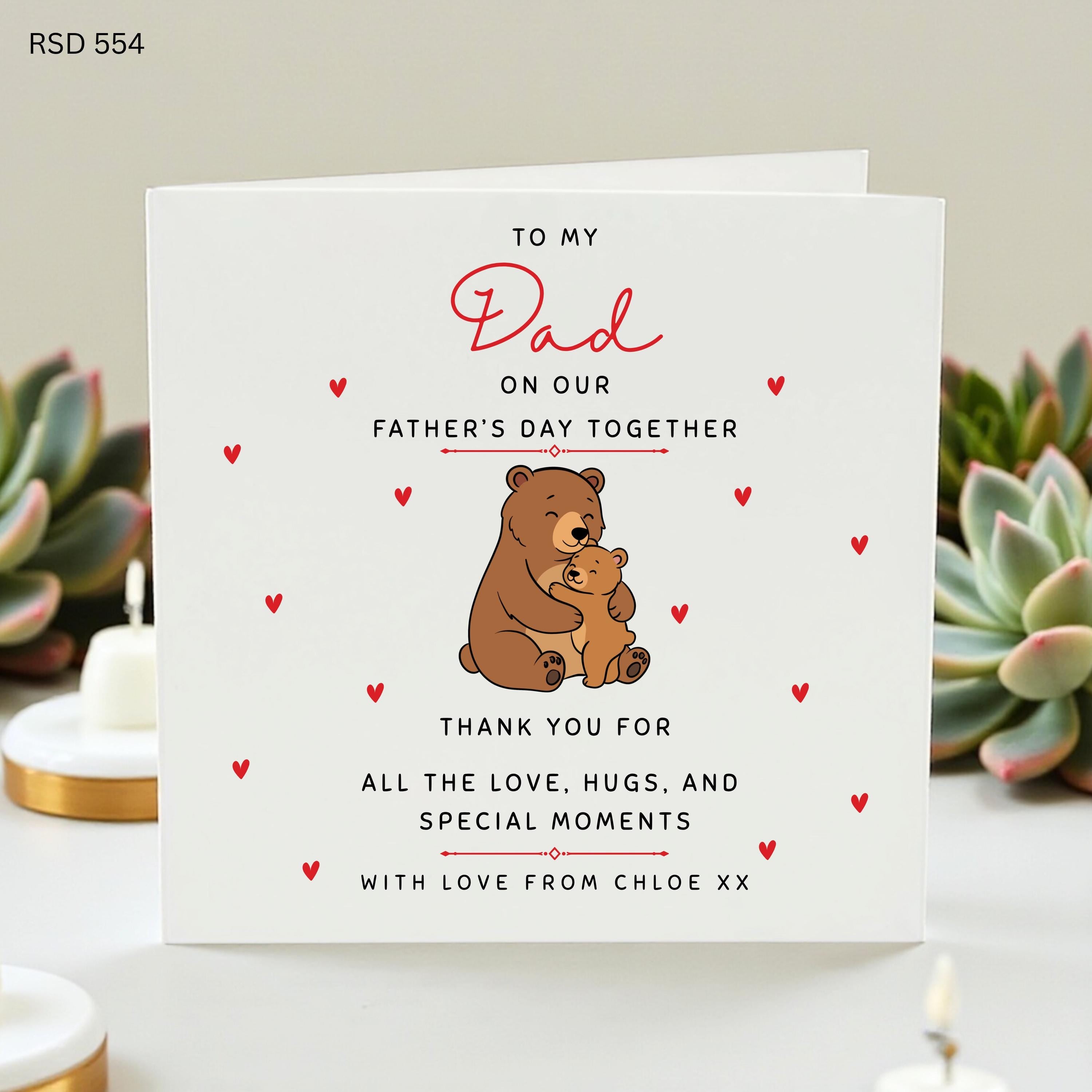 Personalized Father's Day Card, Cute Bear Hug Greeting Card, Best Dad Ever, Father's Day Gift from Daughter, Sentimental Card for Him, Bear