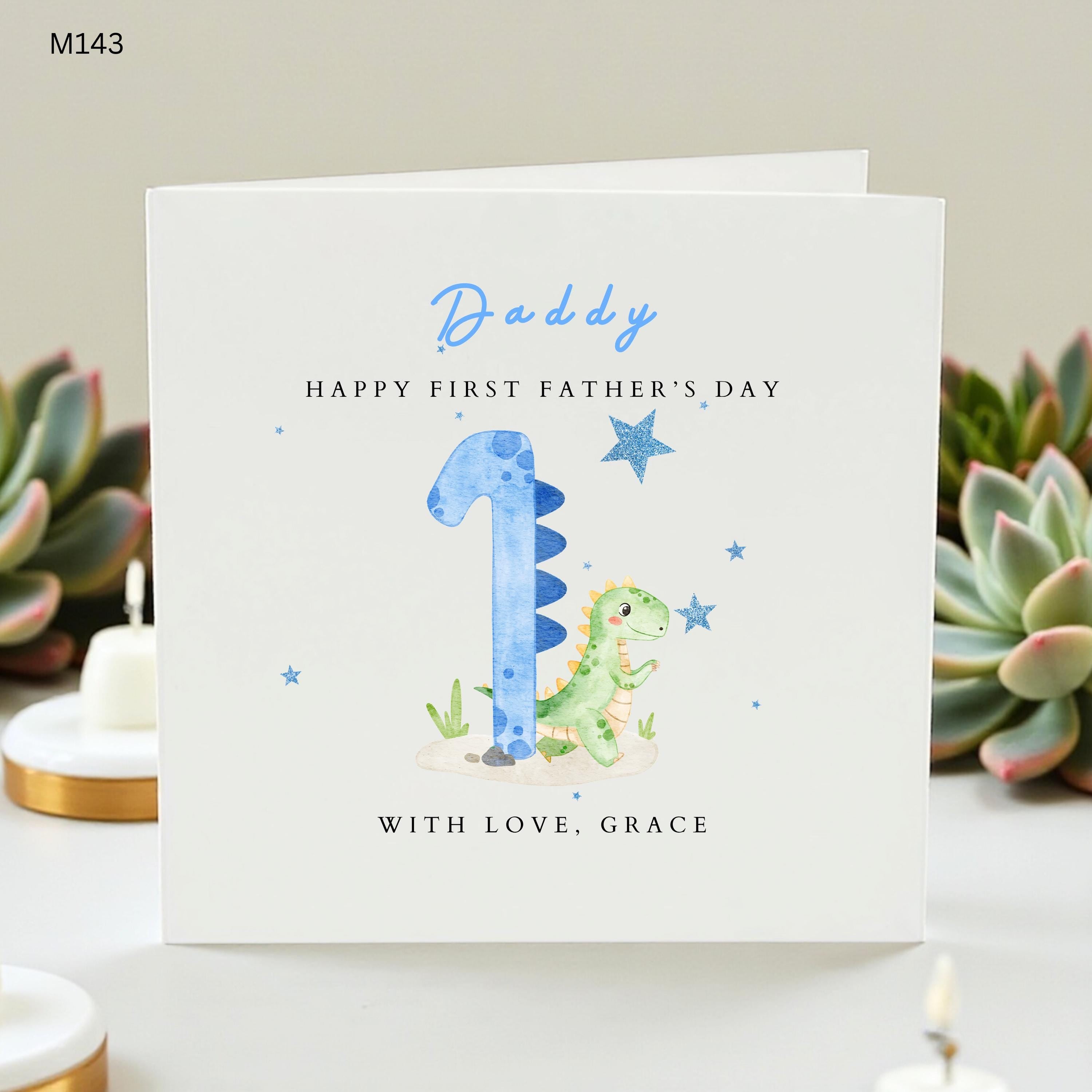 First Father's Day Card for Daddy, Dinosaur Baby Card from Daughter, Personalized 1st Fathers Day Gift, New Dad Card, Dino Themed Gift Idea