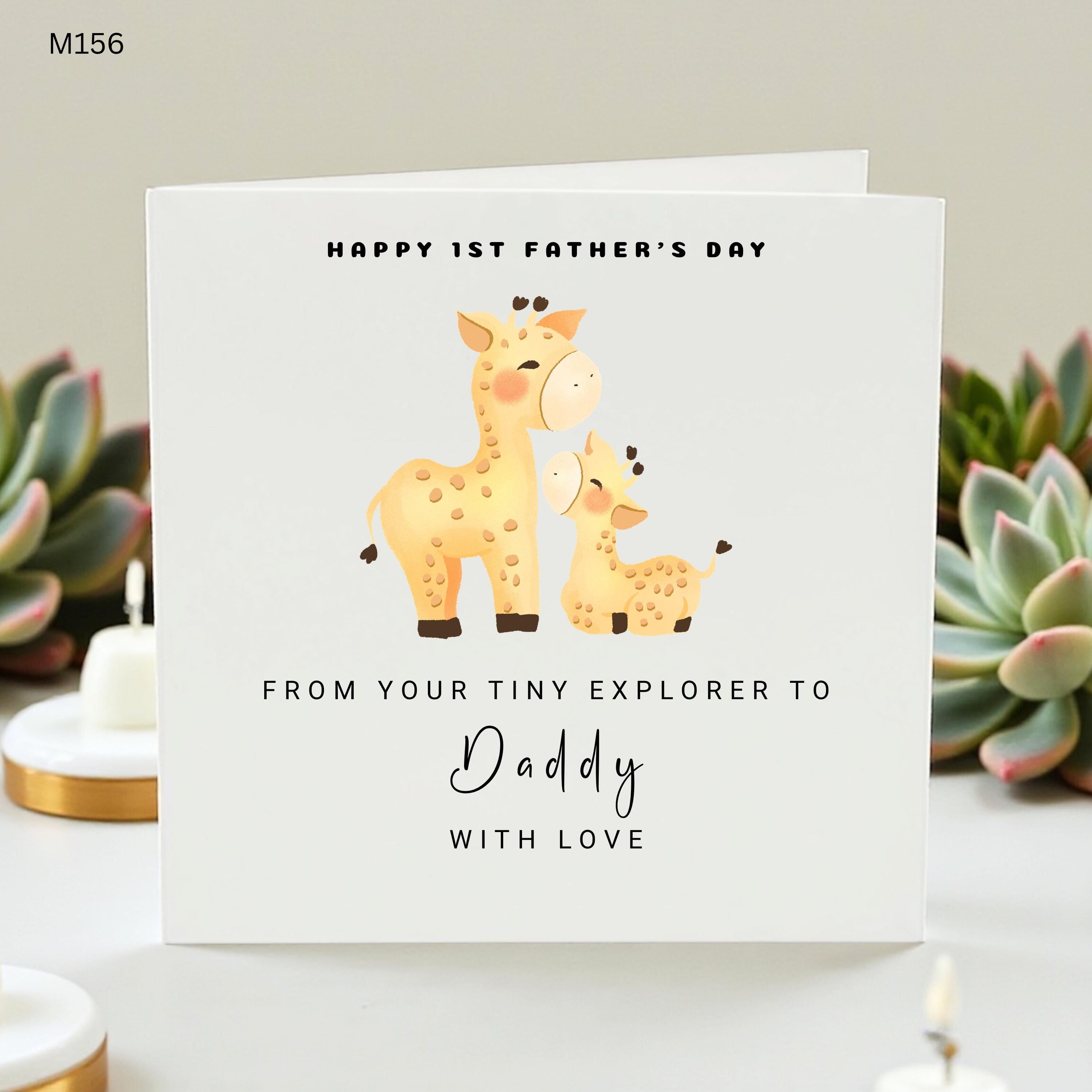 First Fathers Day Card, Tiny Explorer Giraffe Card, New Dad Gift from Baby, 1st Father's Day Gift, Cute Daddy Card,Personalized Card for Him