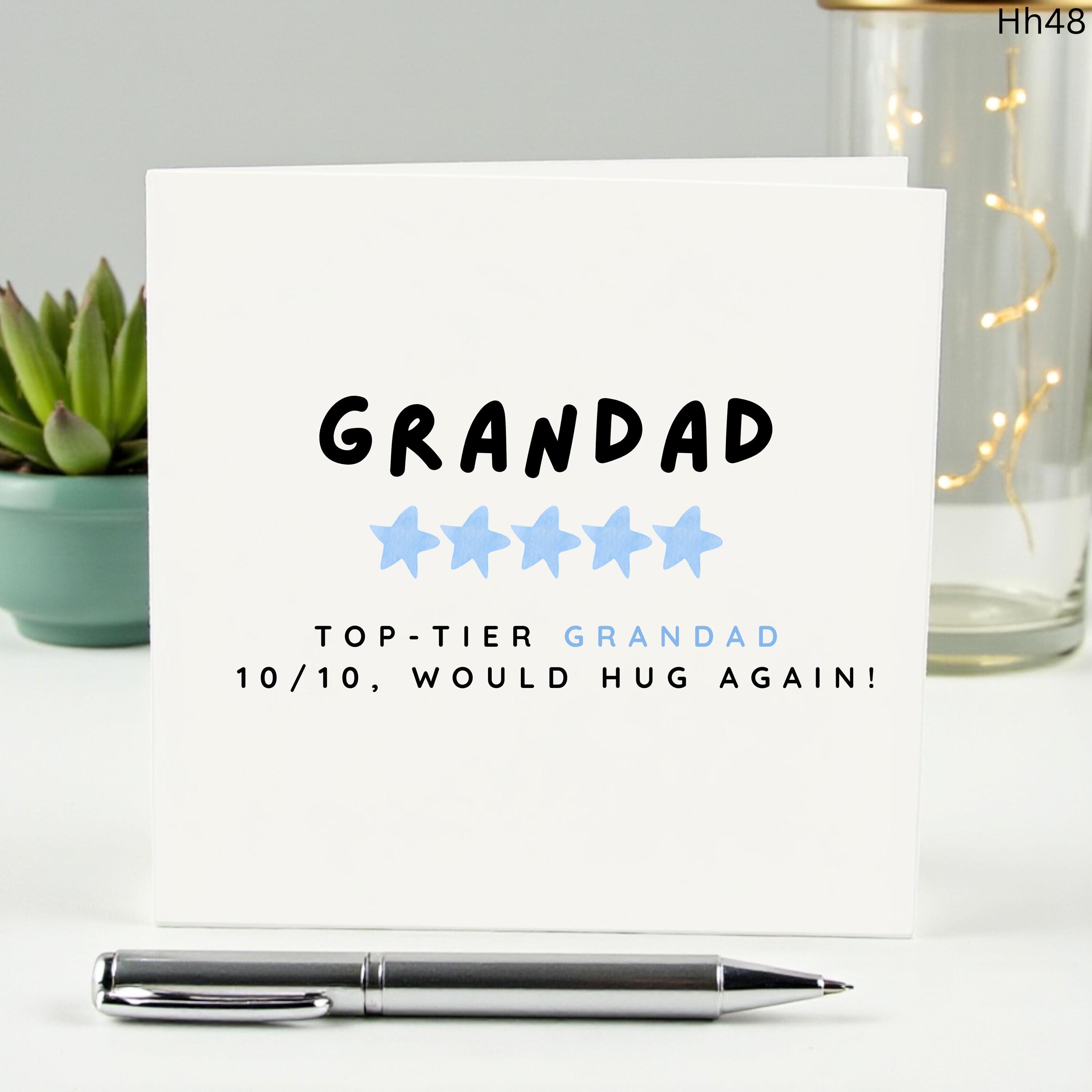 Grandad Birthday Card, Top Tier 5 Star Rating Card for Grandpa, Funny Grandad Gift, 10/10 Would Hug Again, Cute Fatherās Day Card for Him