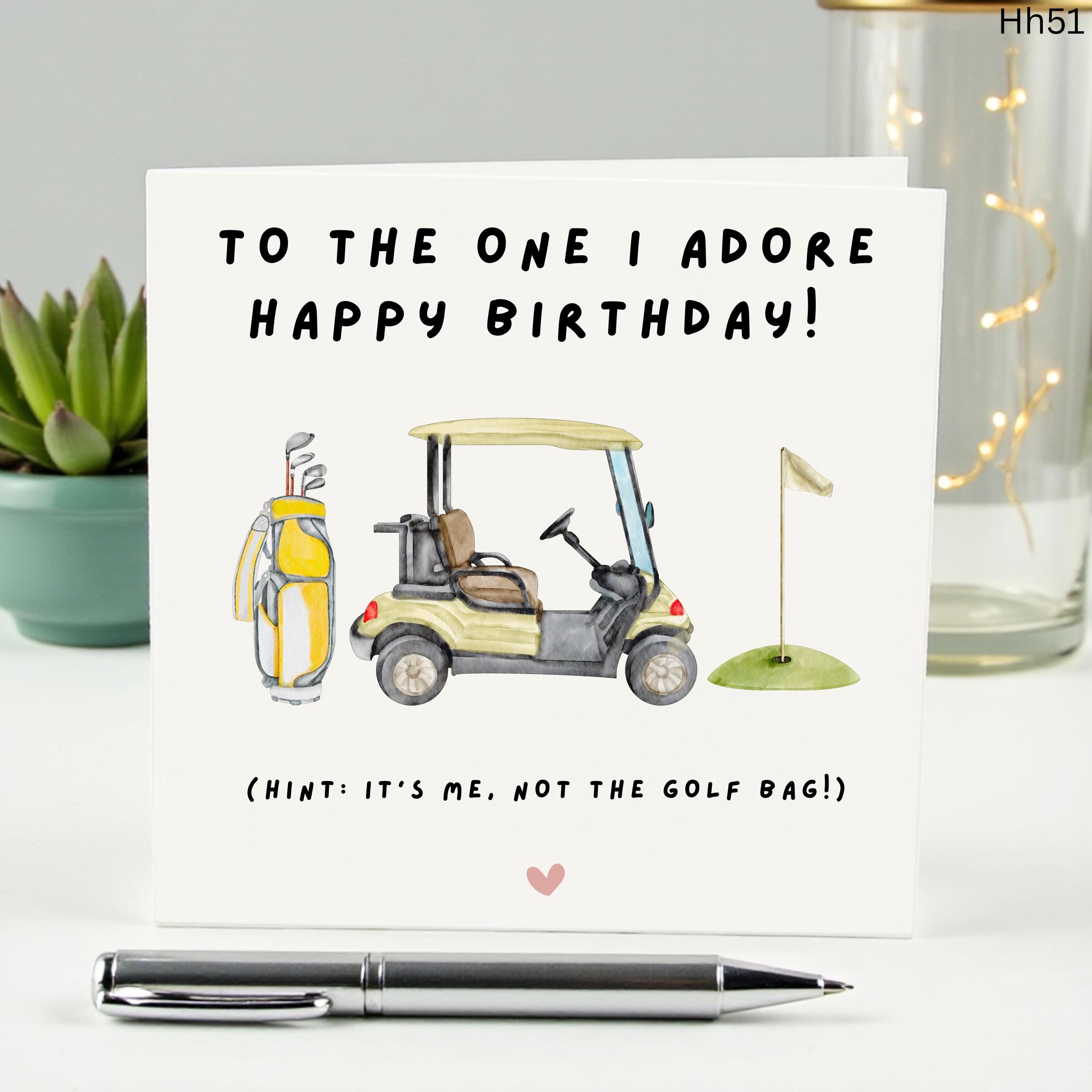 Funny Golf Birthday Card for Husband or Boyfriend - To The One I Adore Golf Lover Card - Golf Cart and Bag Illustration - Golf Humor Card