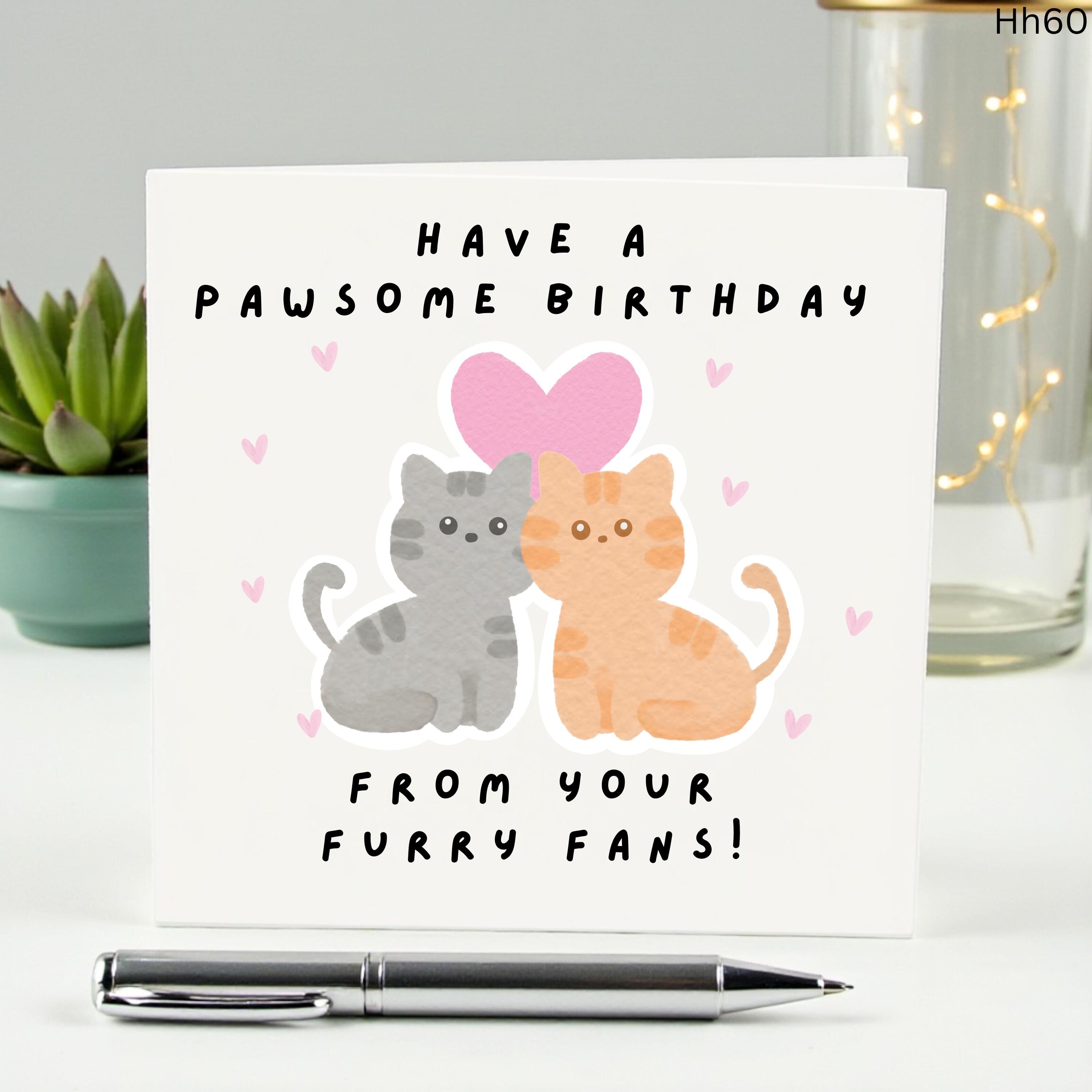 Funny Cat Birthday Card from the Cats, Pawsome Birthday Card for Cat Mom or Dad, Cute Kitten Card for Pet Lovers, From Your Furry Fans