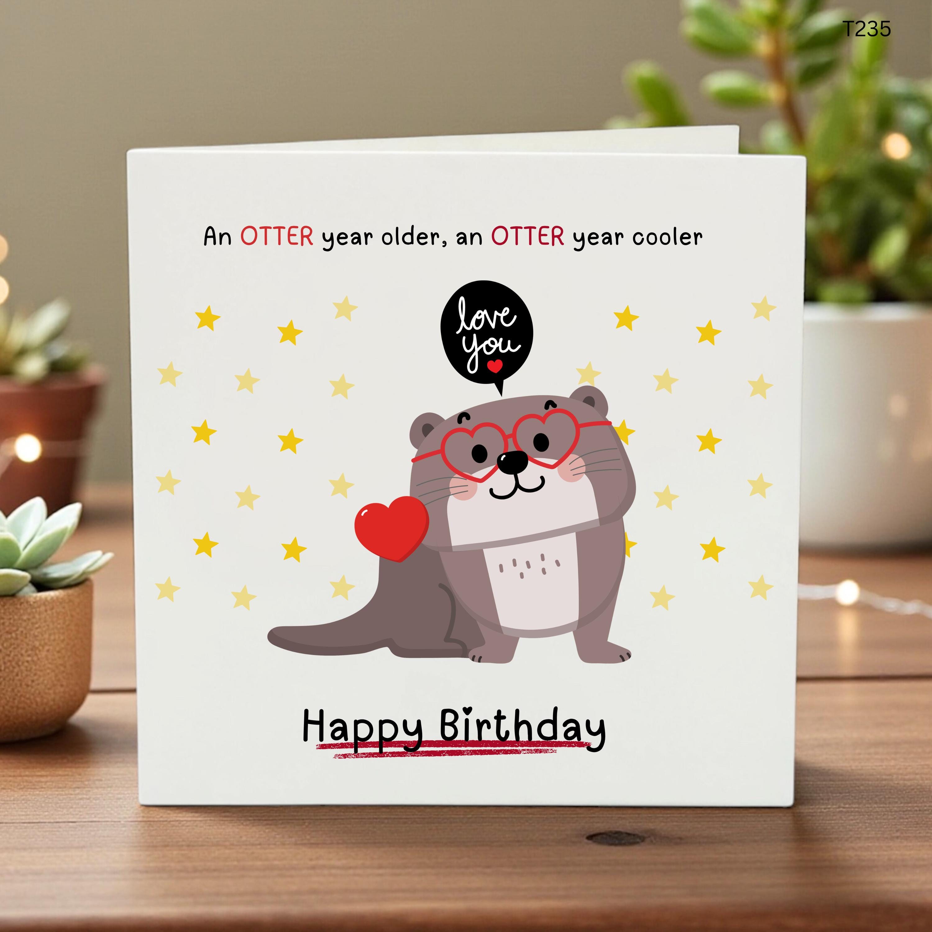Funny Otter Birthday Card, Cute Animal Birthday Greeting, Awesome Otter Love Card