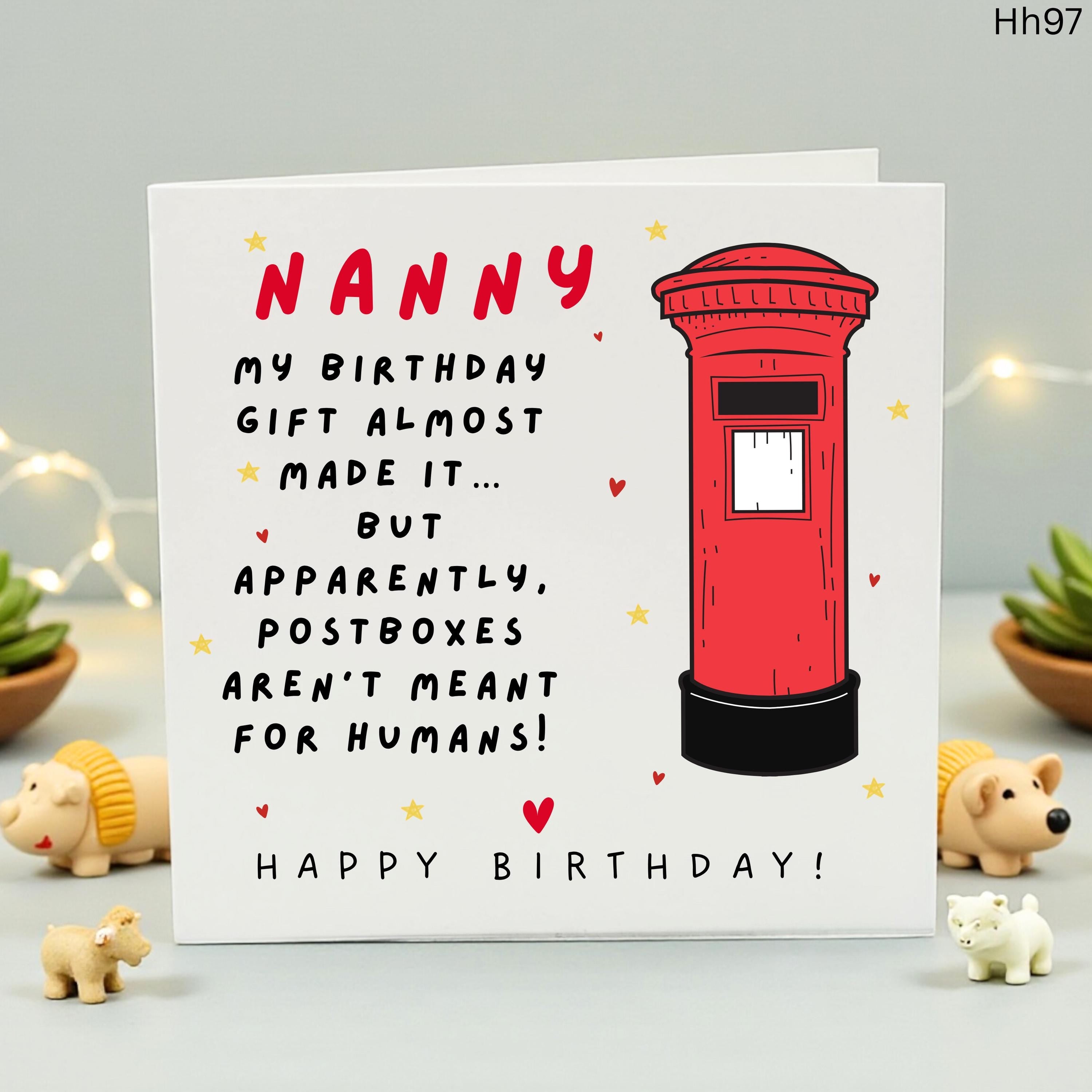 Funny Nanny Birthday Card from Grandkids, Humorous Postbox Card for Nan, Cute Grandmother Birthday Gift, Card for Nanny, Best Nanny Ever