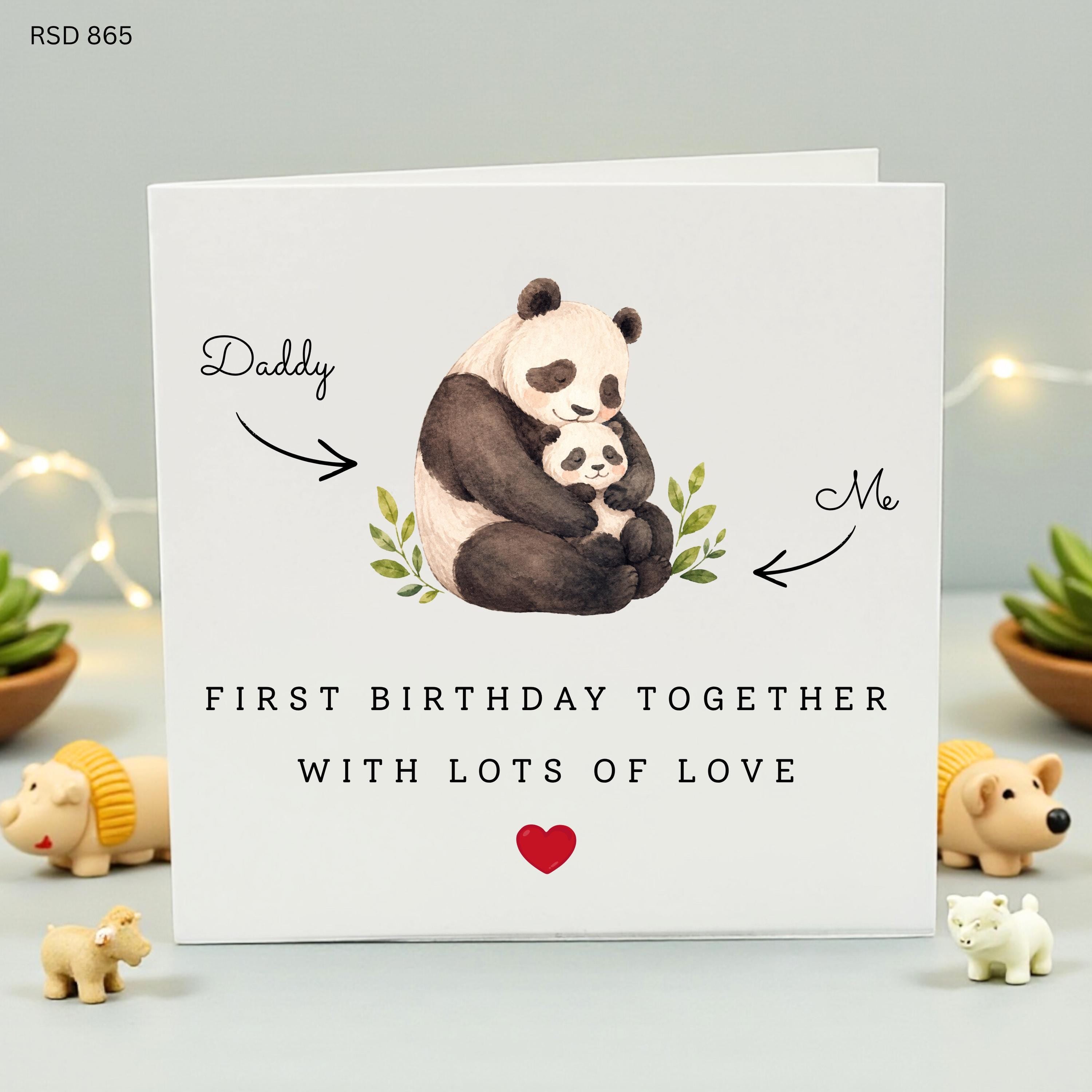 First Birthday Together Card for Daddy, Panda Birthday Card for Dad from Baby, Watercolor Panda Card, 1st Birthday as a Dad Gift, New Dad