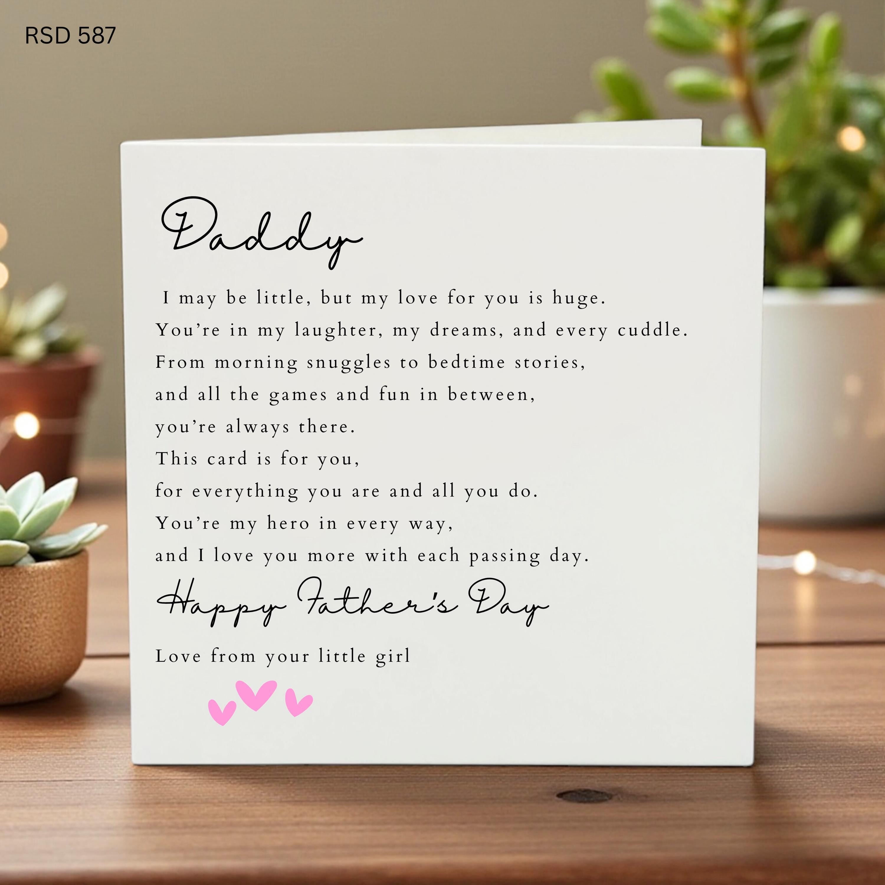 Cute Daddy Father’s Day Card from Daughter, Heartfelt Love Message, Personalized Kids Greeting, Emotional Dad Gift