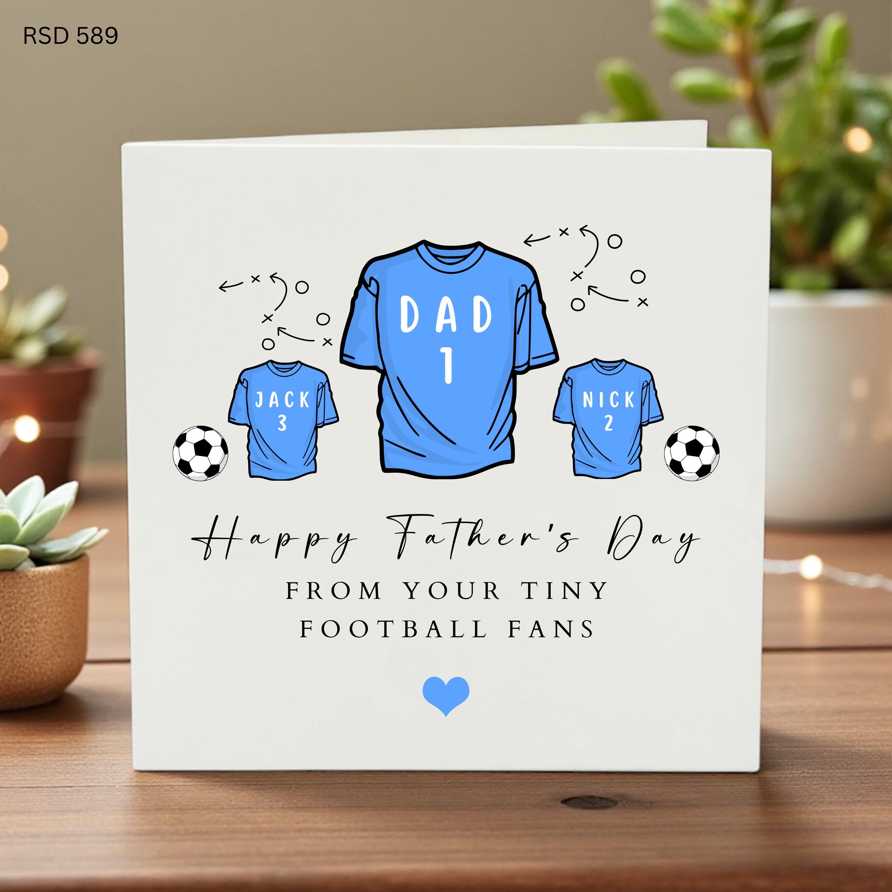 Personalized Father’s Day Card, Dad Jersey Shirt Design, Custom Kids Names, Football Fan Gift, Sports Family Card, Unique Papa Card