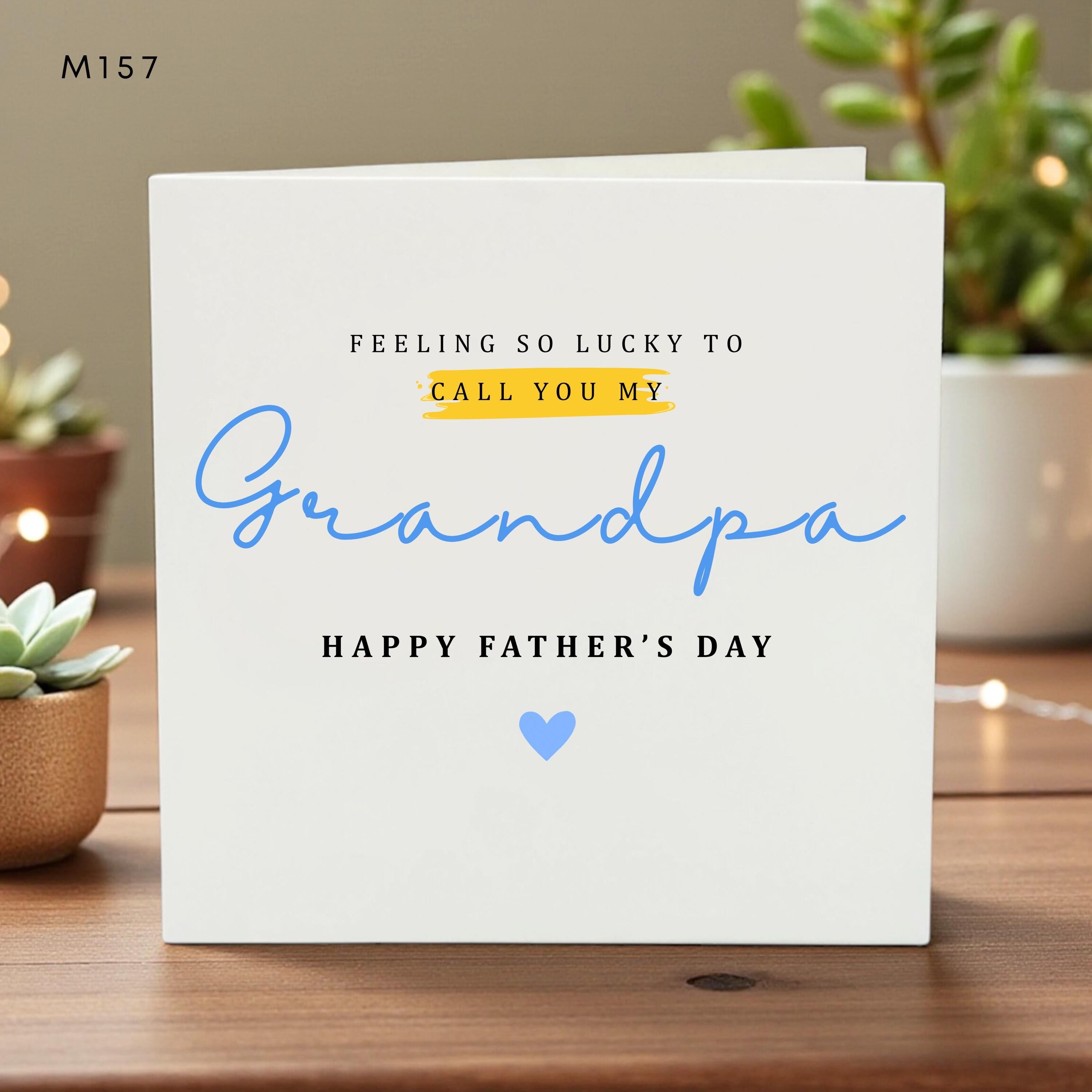 Grandpa Father’s Day Card, Feeling Lucky Card, Thank You Grandpa, Cute Heart Design, Humorous Grandpa Gift, Greeting Card