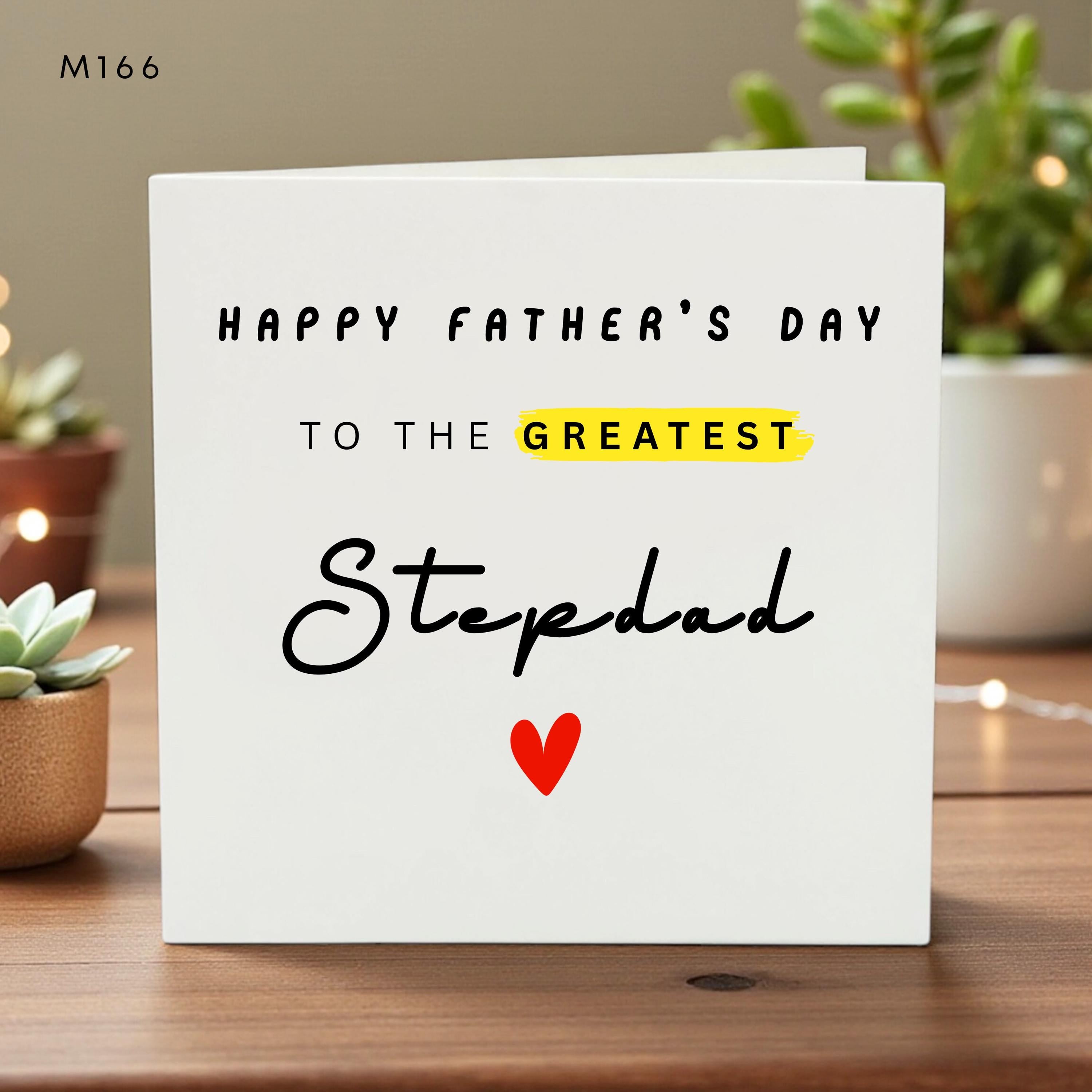 Personalized Father’s Day Card for Stepdad, To the Greatest Stepdad, Love Message, From Kids, Heart Theme, Family Gift