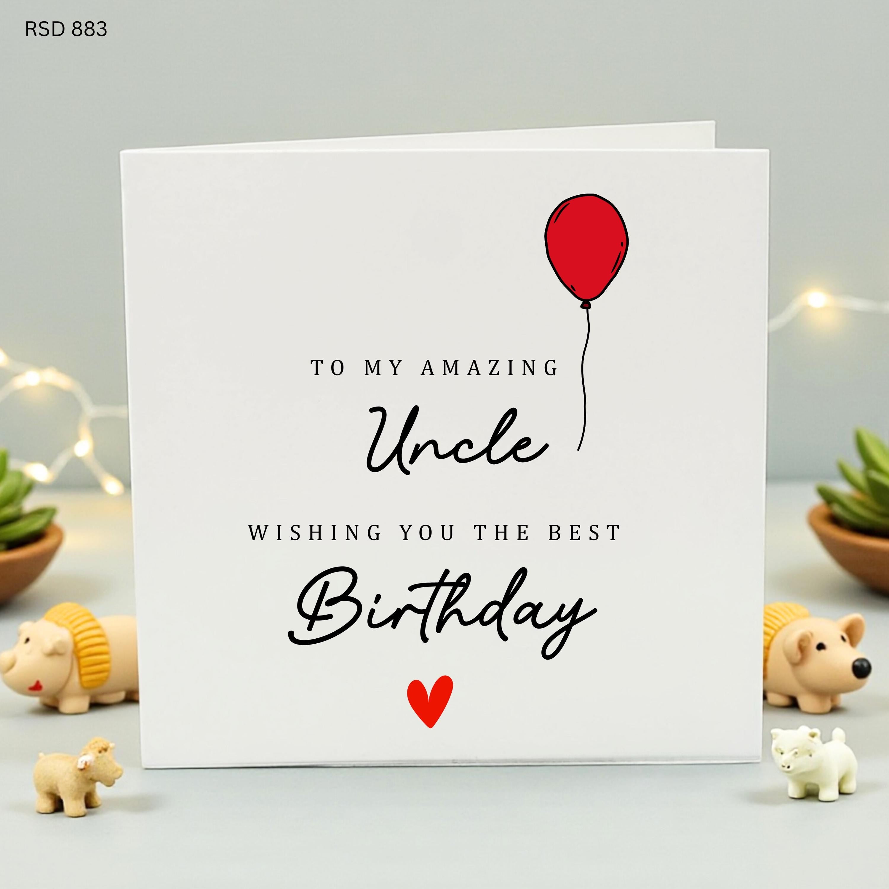 To My Amazing Uncle Birthday Card, Personalized Best Uncle Ever Greeting Card with Red Balloon, Special Uncle Birthday Gift Idea for Him