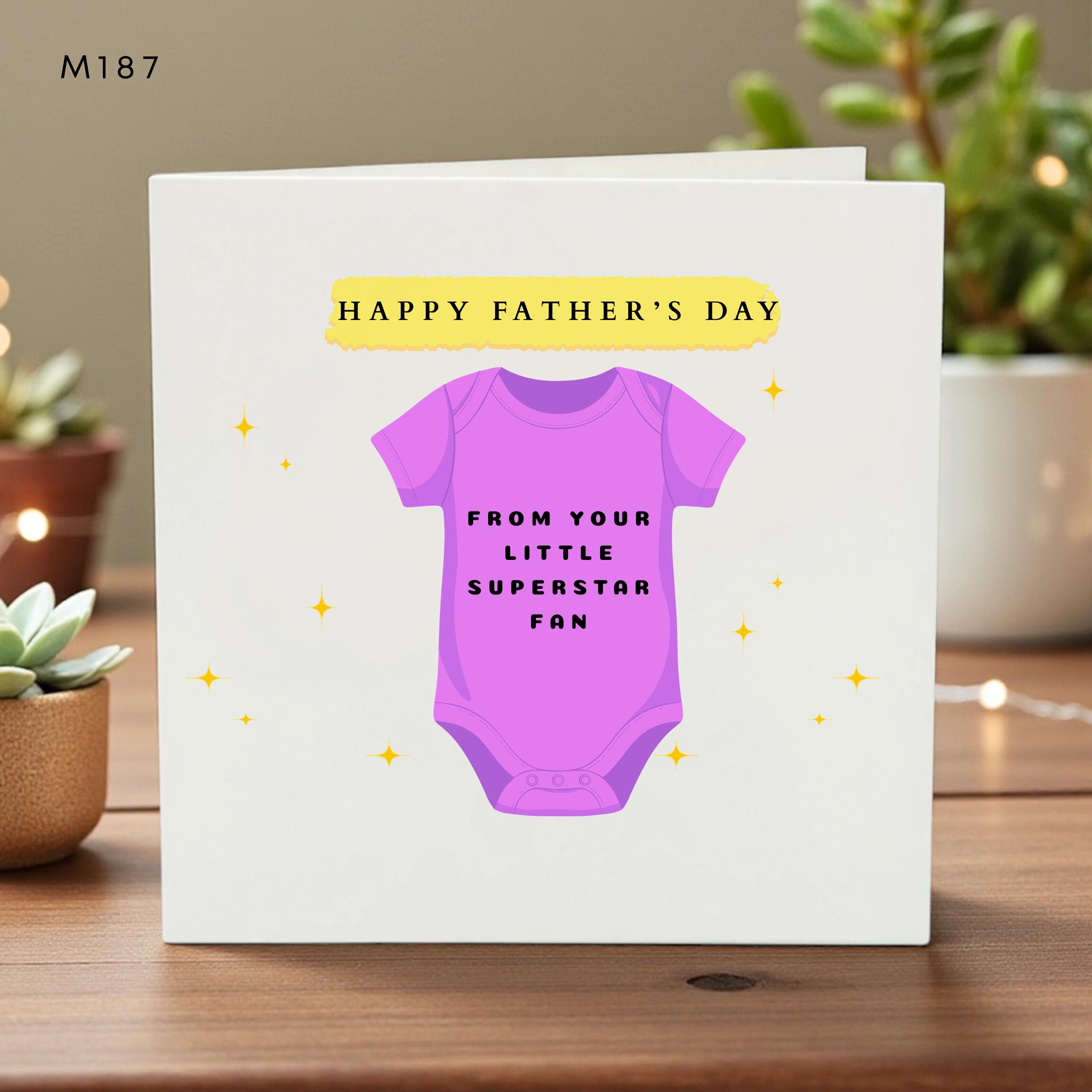 Father’s Day Card for Dad, From Your Little Superstar Fan, Cute Baby Onesie Design, Kids to Dad, Personalized Greeting