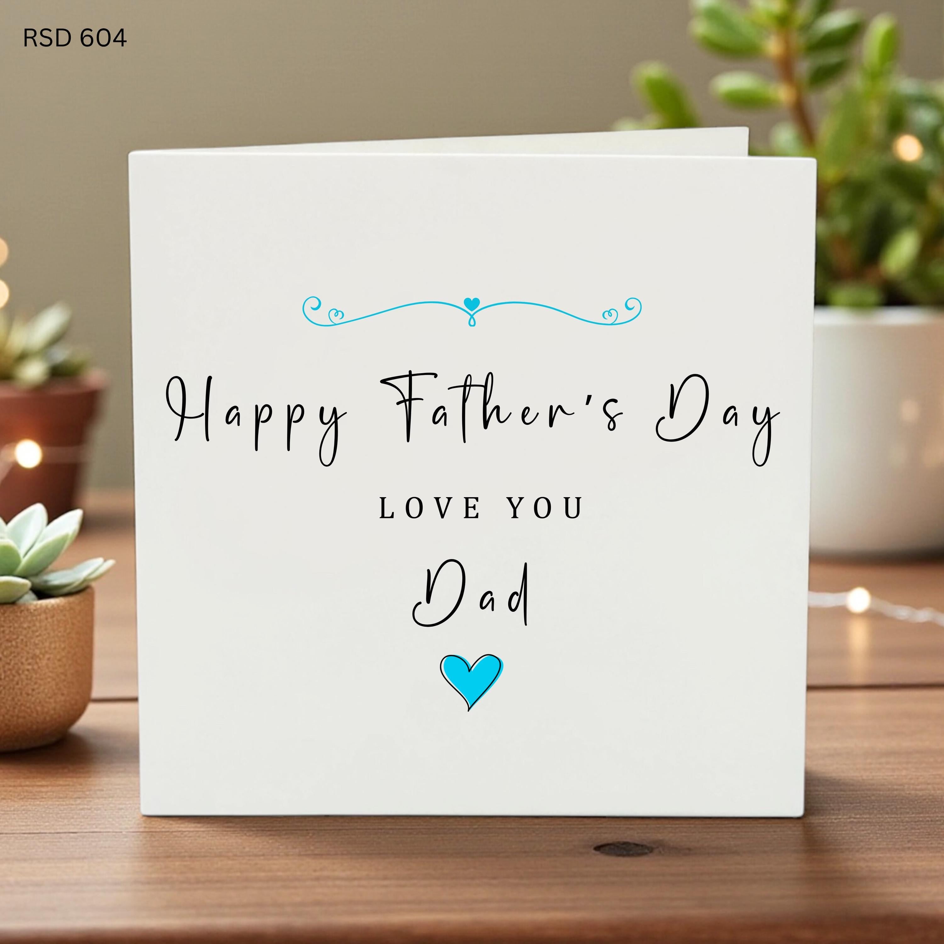 Happy Father’s Day Card for Dad, Love You Greeting Card, Heart Design, Handwritten Style, Cute Card for Dad, Birthday or Father Day