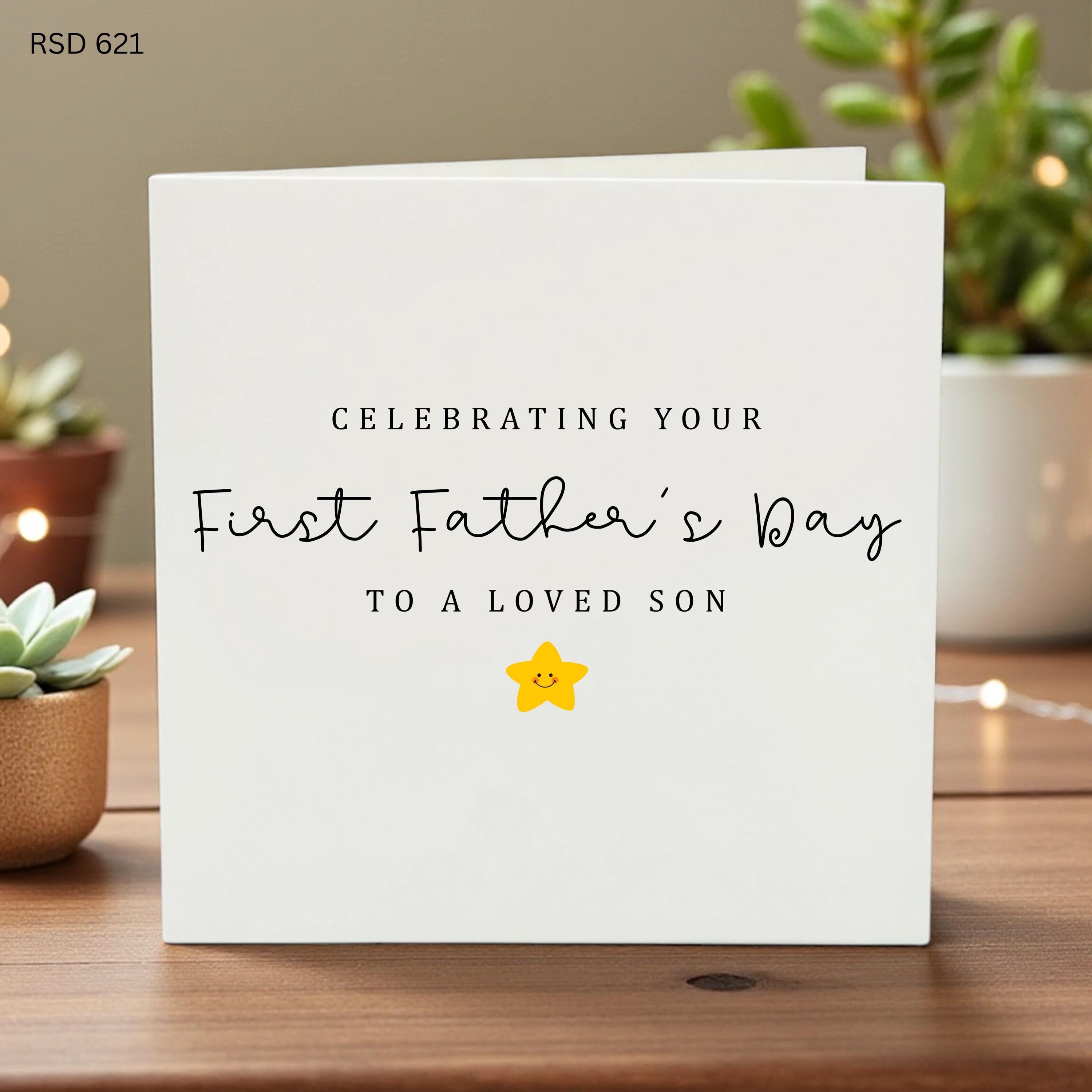 First Father's Day Card for Son, New Dad Keepsake, Cute Baby Star Design, Personalized First Time Dad Gift, Newborn Celebration Card