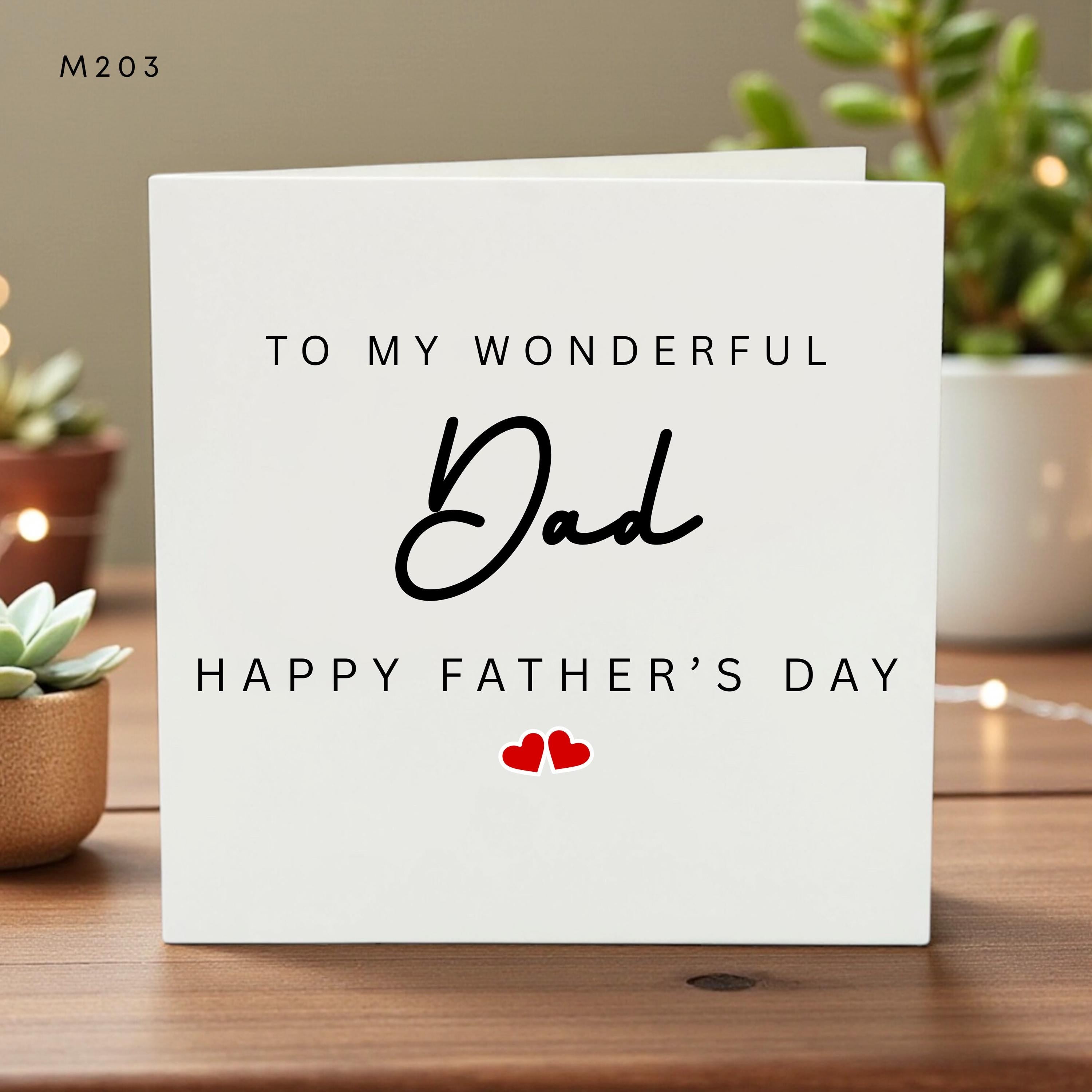To My Wonderful Dad Father’s Day Card I Love You Greeting Card Birthday Appreciation Handmade Daddy Gift from Child