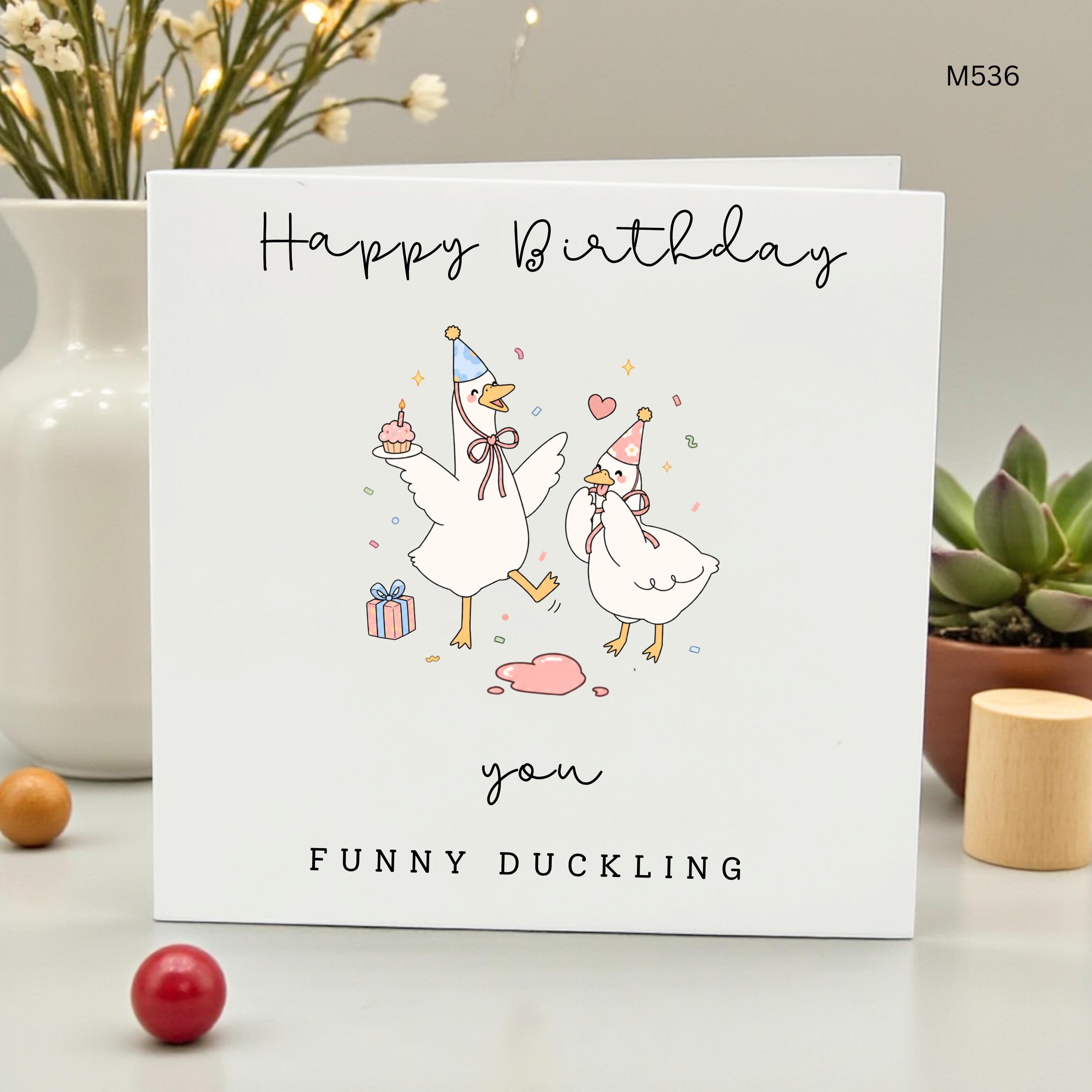 Funny Duckling Birthday Card, Cute Duck Pun Greeting Card for Best Friend, Coworker, Bird Lover - Happy Birthday You Funny Duckling Card
