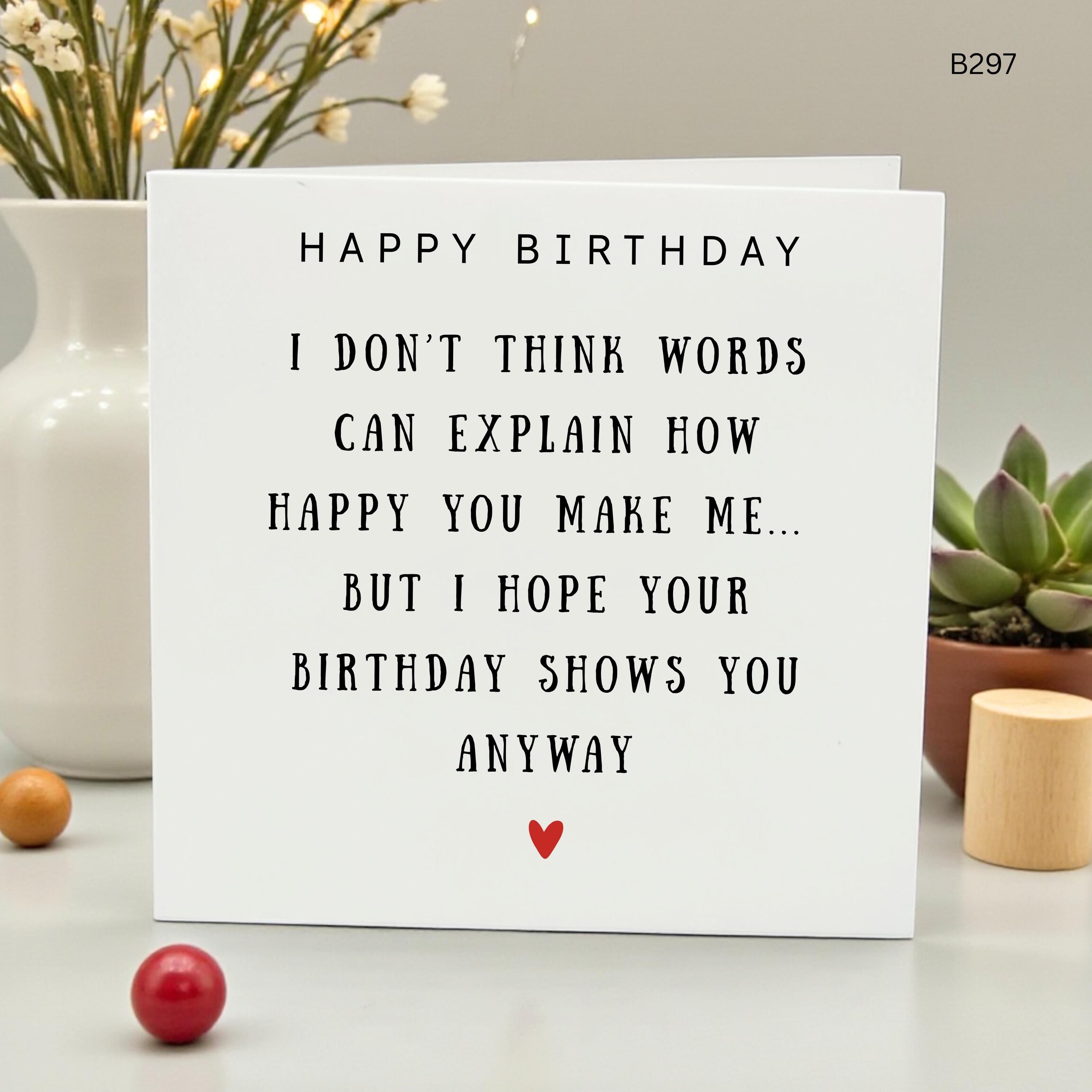 Sentimental Birthday Card for Partner, Meaningful Birthday Card for Him or Her, Romantic Happy Birthday Card, Cute Simple Birthday Card