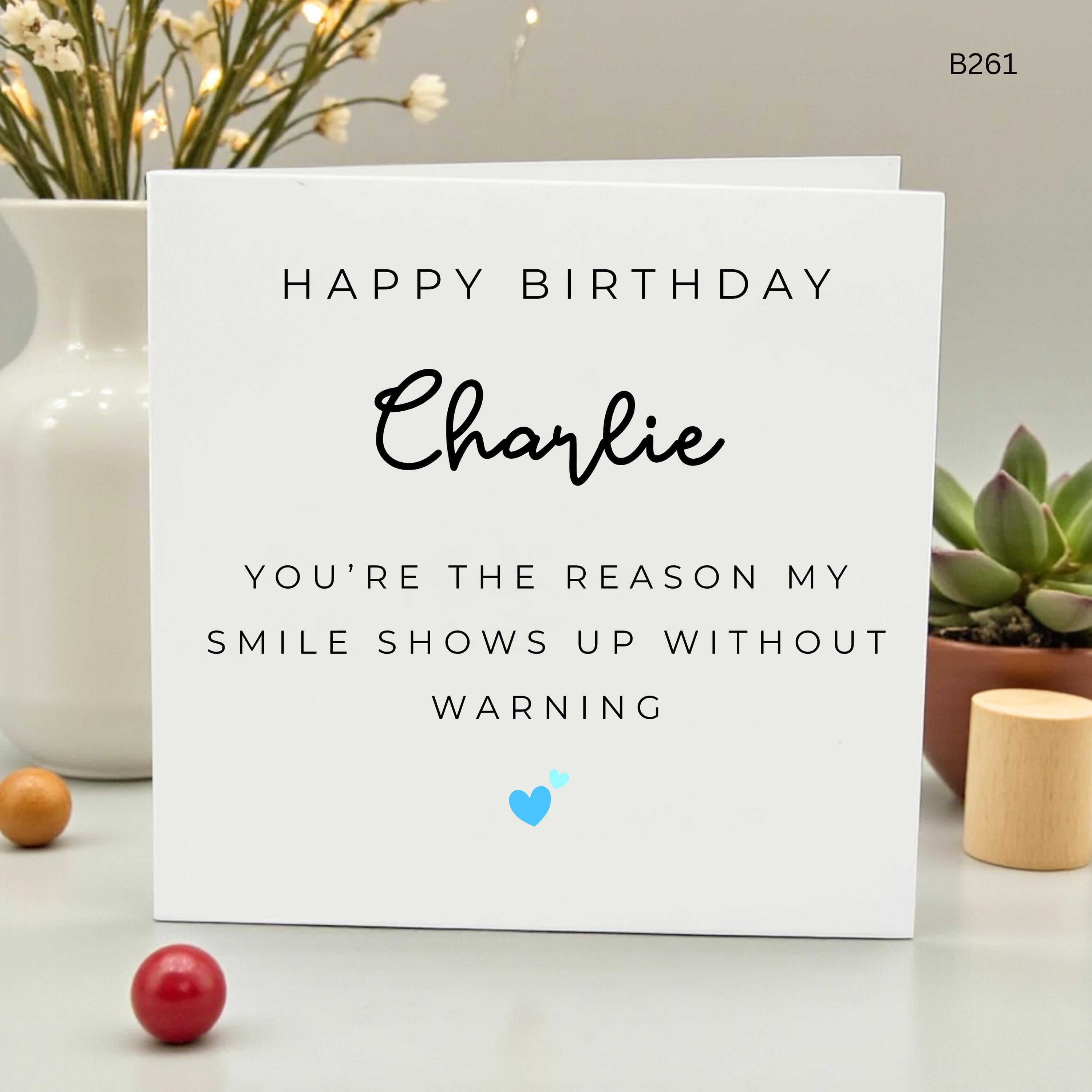 Personalized Happy Birthday Card for Him, Custom Name Greeting Card with Romantic Quote, Sentimental Birthday Gift for Boyfriend or Husband