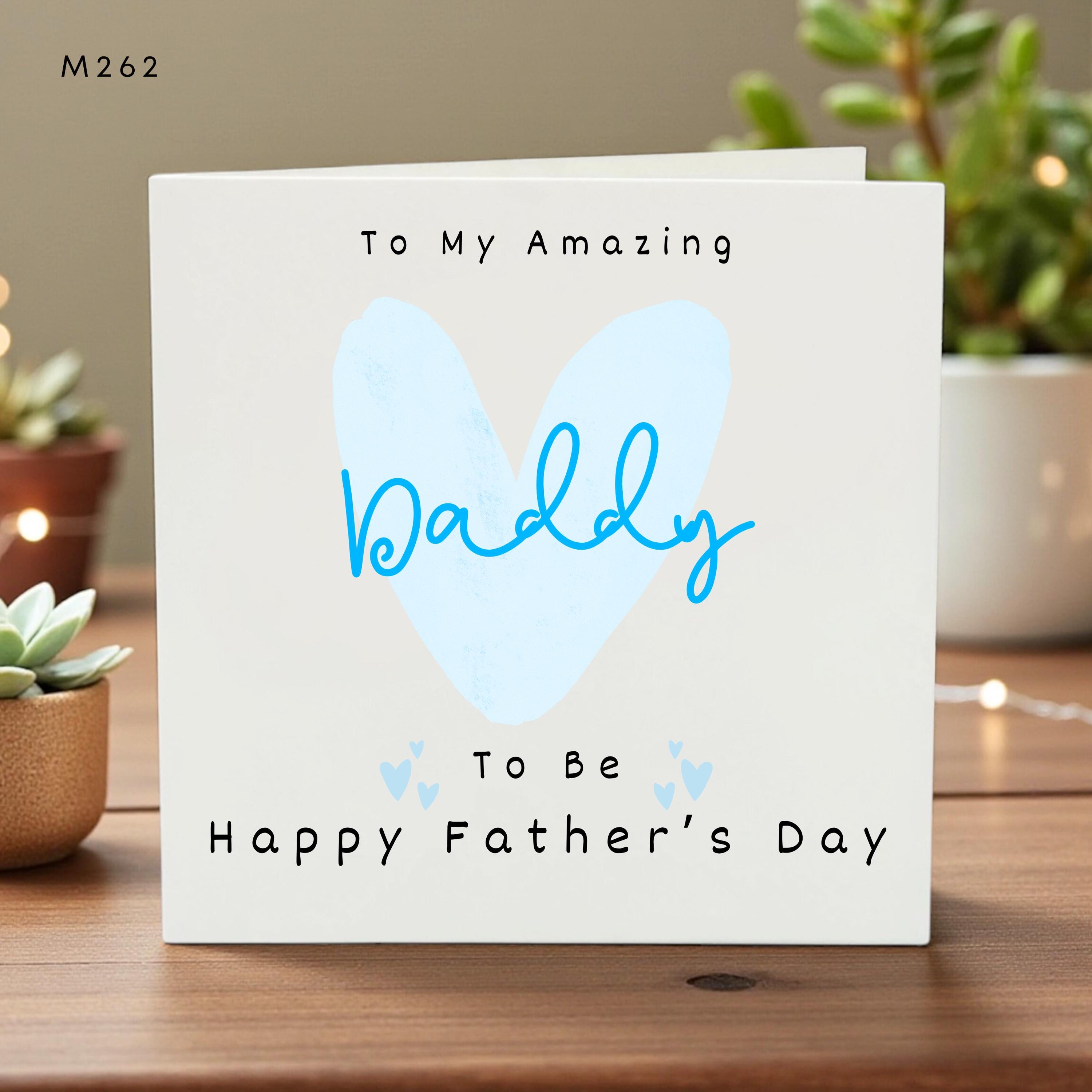 To My Amazing Daddy Father’s Day Card, Cute Blue Heart Design, Custom Message Option, Kids Card for Dad, Family Love Gift Idea