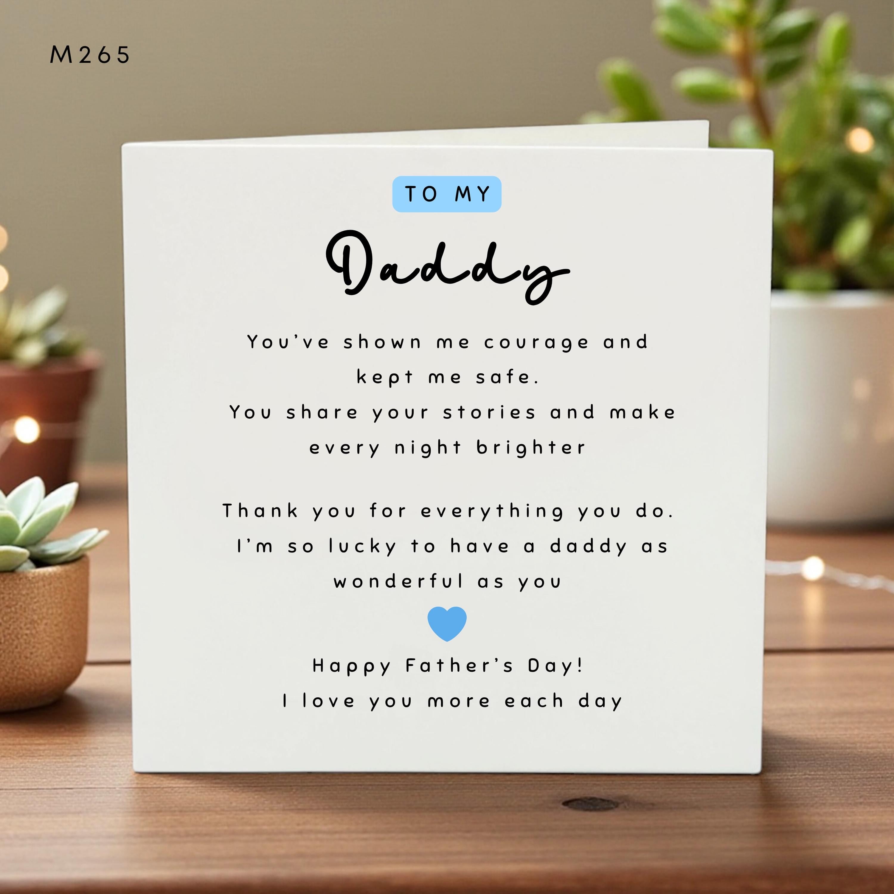 To My Daddy Father’s Day Card, Heartfelt Message, Cute Blue Heart Design, Custom Message Option, Kids Card for Dad, Family Love