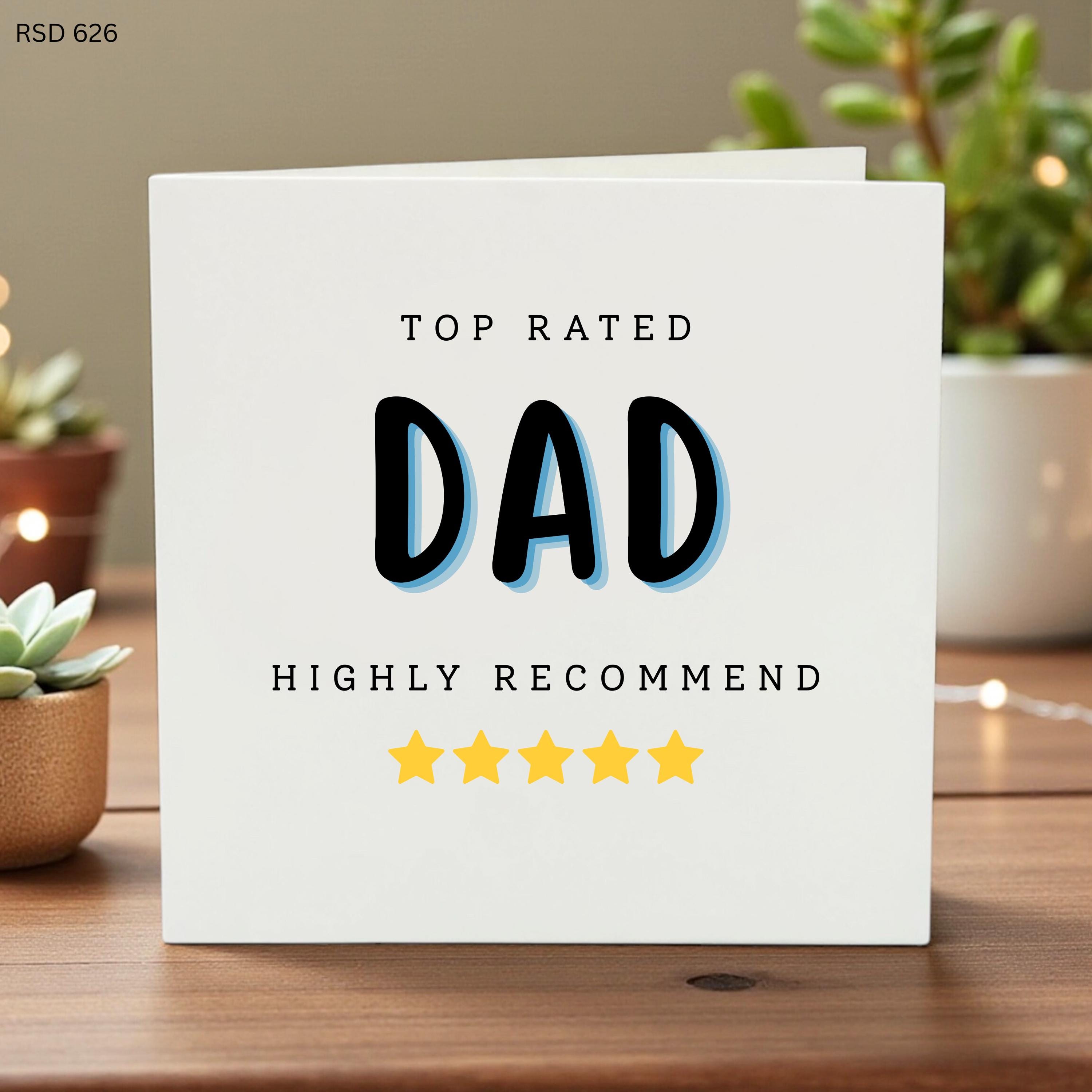 Top Rated Dad Father’s Day Card, Personalized Name Card, Custom Blue Stars Design, Dad Appreciation Card, Gift for Father