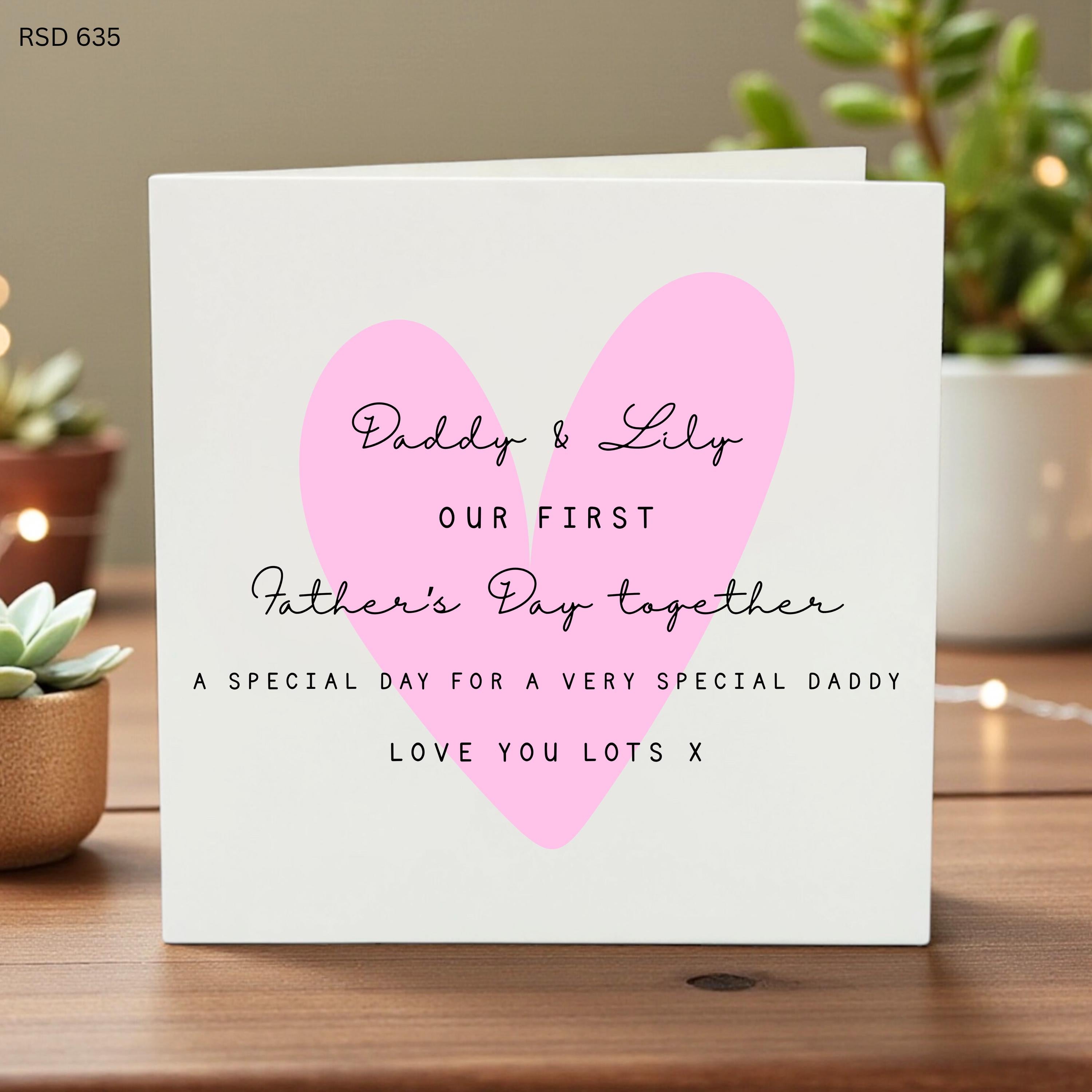Personalized Father’s Day Card from Daughter, Daddy & Me First Father’s Day Gift, Cute Pink Heart Card for Dad, Special Dad Love