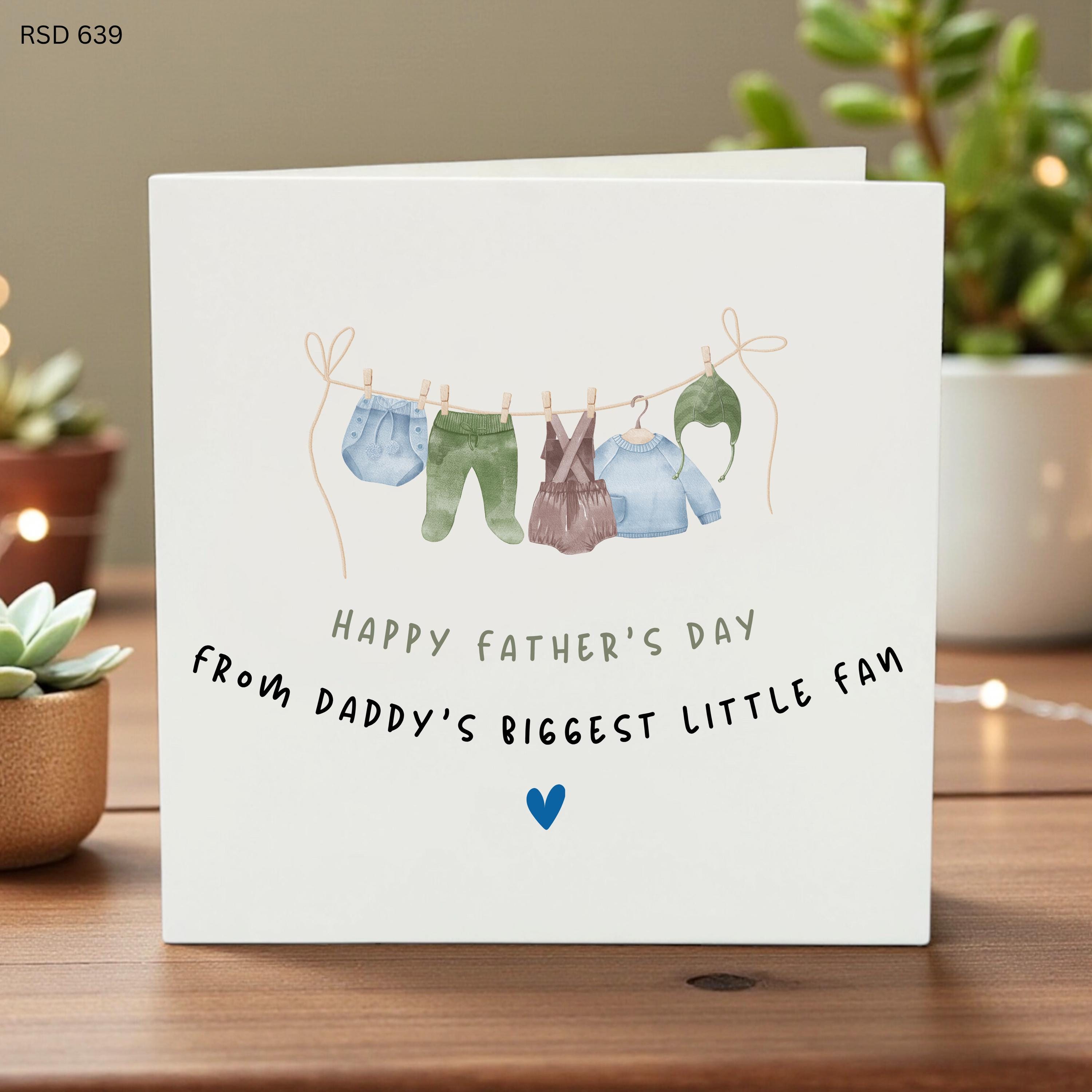 Funny Father’s Day Card from Baby, Daddy’s Biggest Little Fan Card, Cute Blue Baby Card, Humorous New Dad Gift, Keepsake Daddy Card