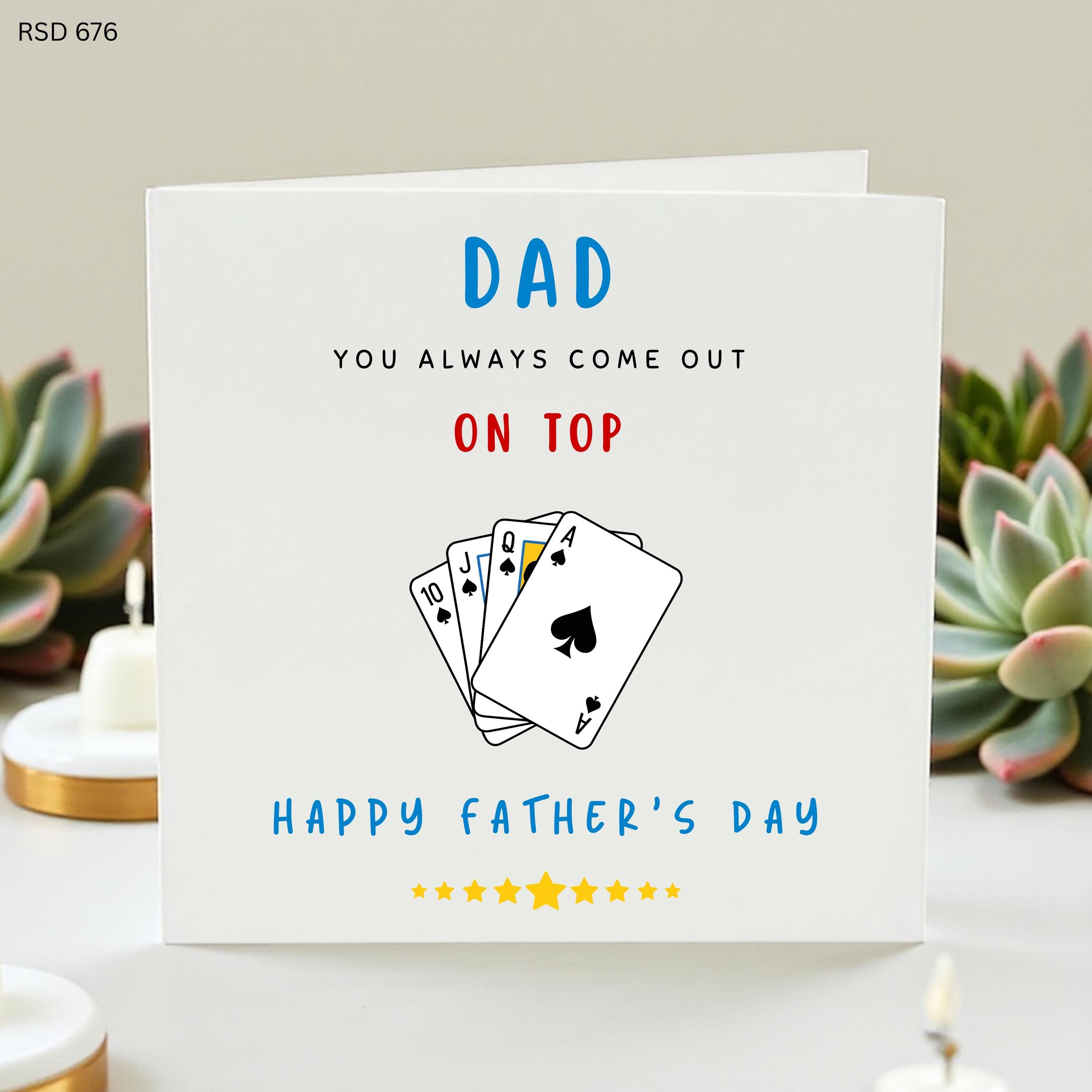 Funny Dad Father’s Day Card, Poker & Playing Cards Theme, Humorous Card for Dad, Unique Birthday or Father’s Day Gift