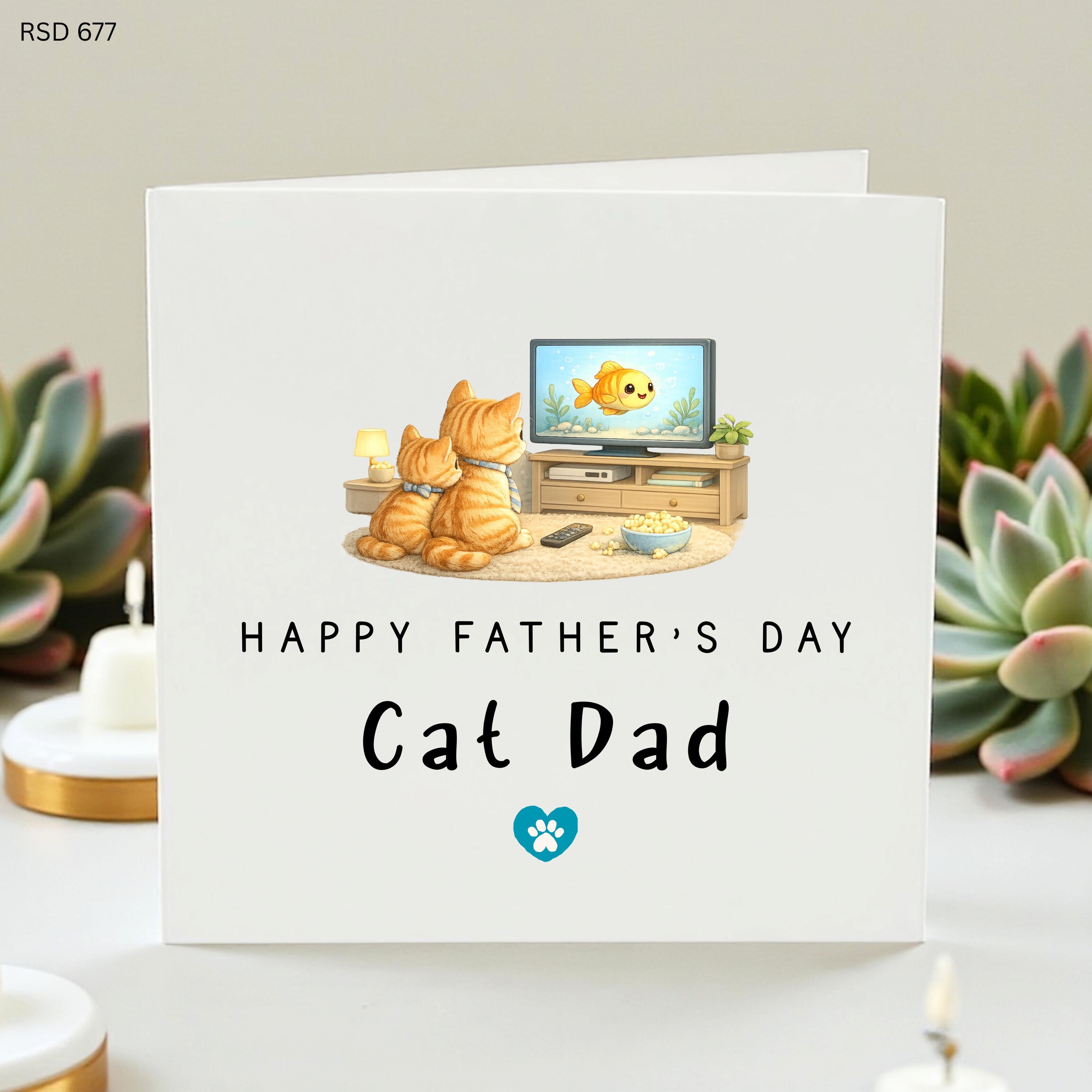Funny Cat Dad Father’s Day Card, Cute Kitten Cartoon, Humorous Pet Lover Card, Unique Dad Gift, Cat Owner Birthday Greeting