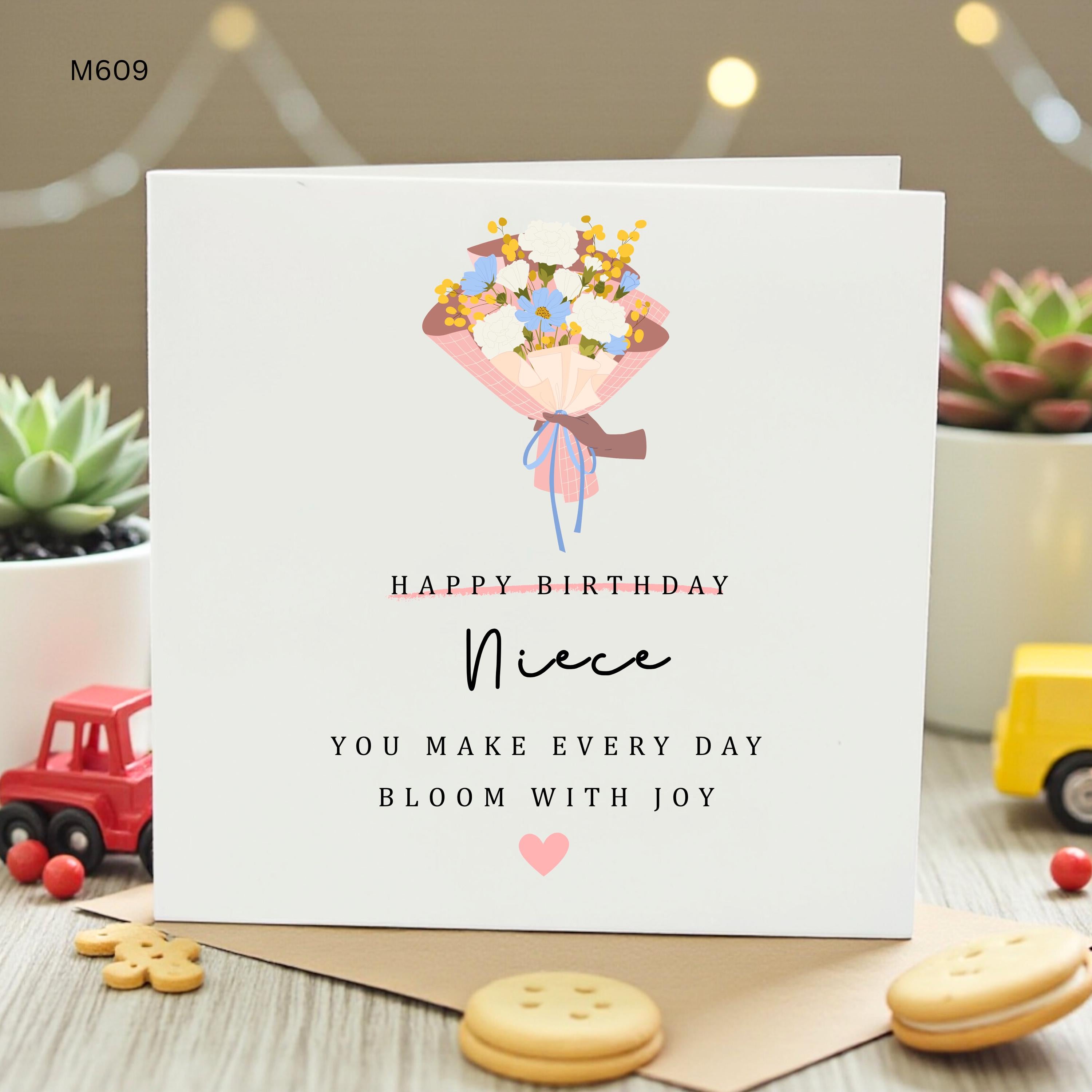 Happy Birthday Card for Niece, Custom Floral Niece Birthday Card from Auntie, Cute Bouquet Card for Niece, Special Birthday Gift for Her