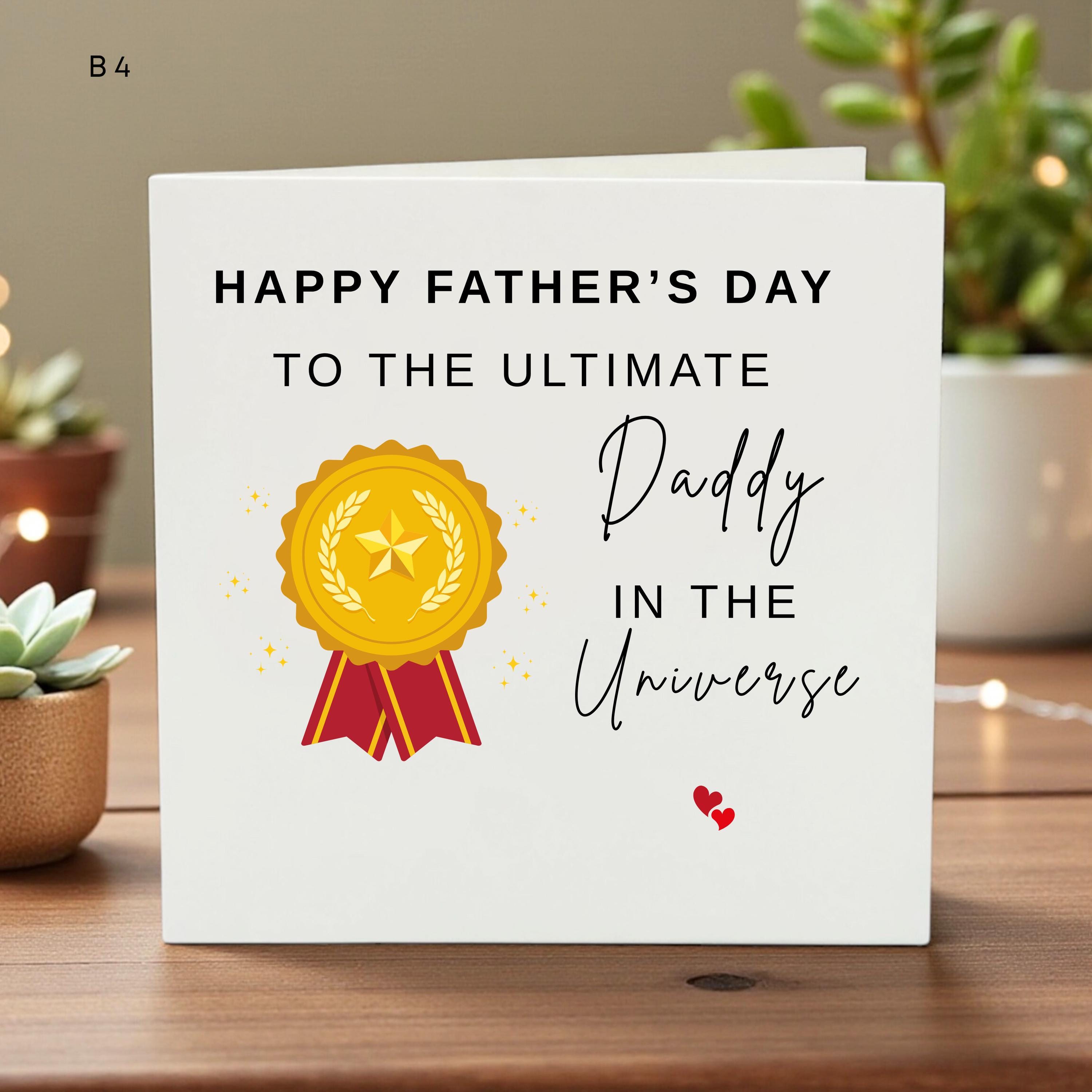 Father’s Day Card for Daddy, Ultimate Dad in the Universe, Cute Medal Cartoon Card, Personalized Fun Father Gift, Kids Present