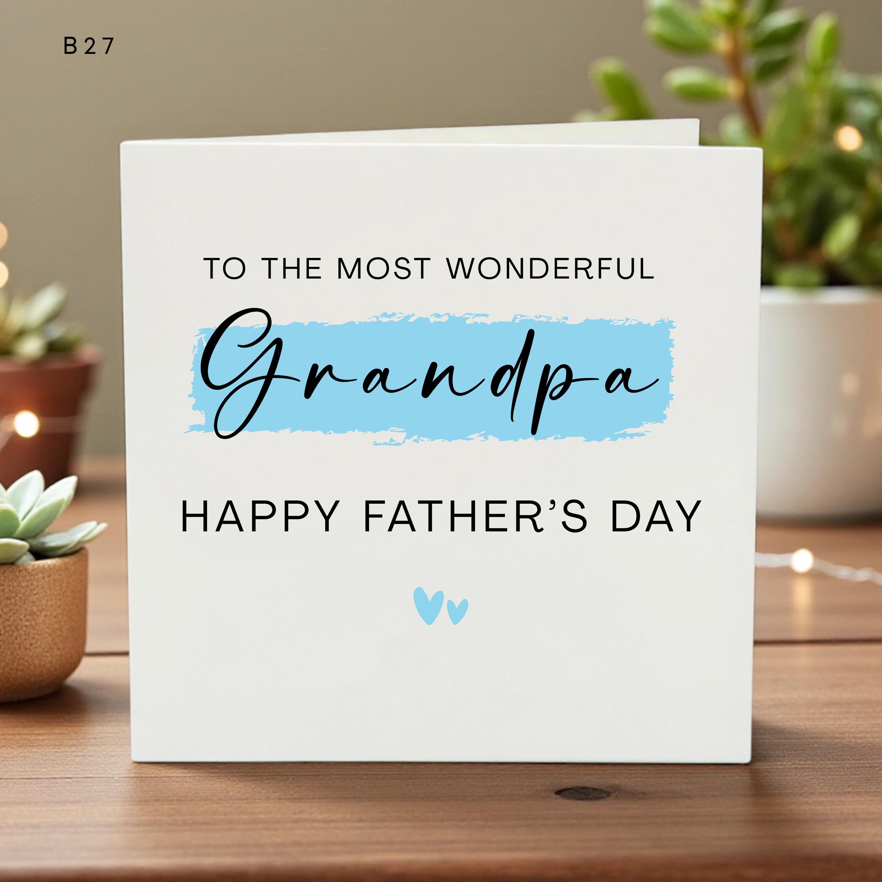 Personalized Grandpa Father’s Day Card, From Granddaughter, Sweet Heart Design, Custom Name Card, Kids Handmade Gift, Fun Card