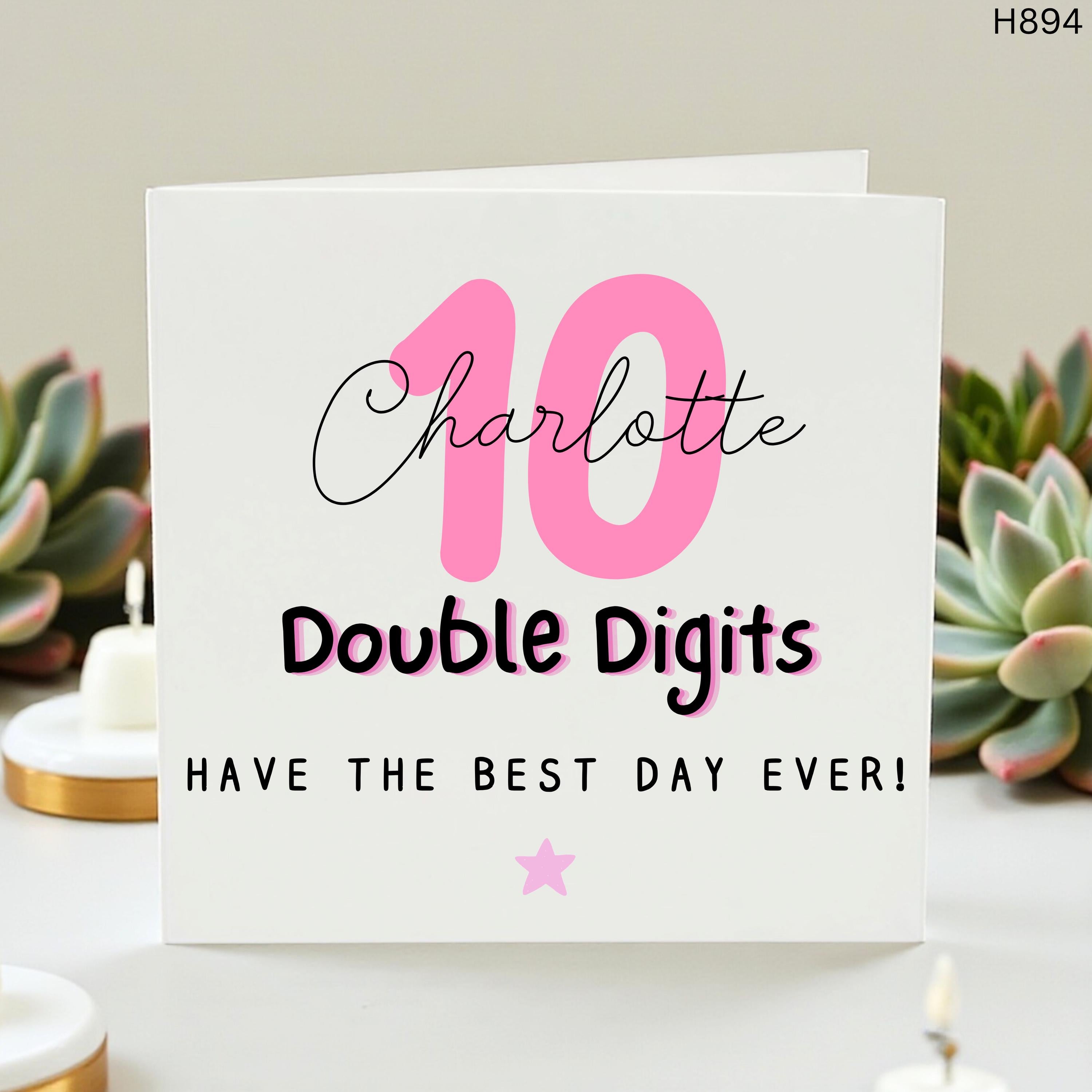 10th Birthday Card for Daisy - Enjoy Your Day, Birthday Girl! Pink Number Candles Design-Personalised Birthday Card