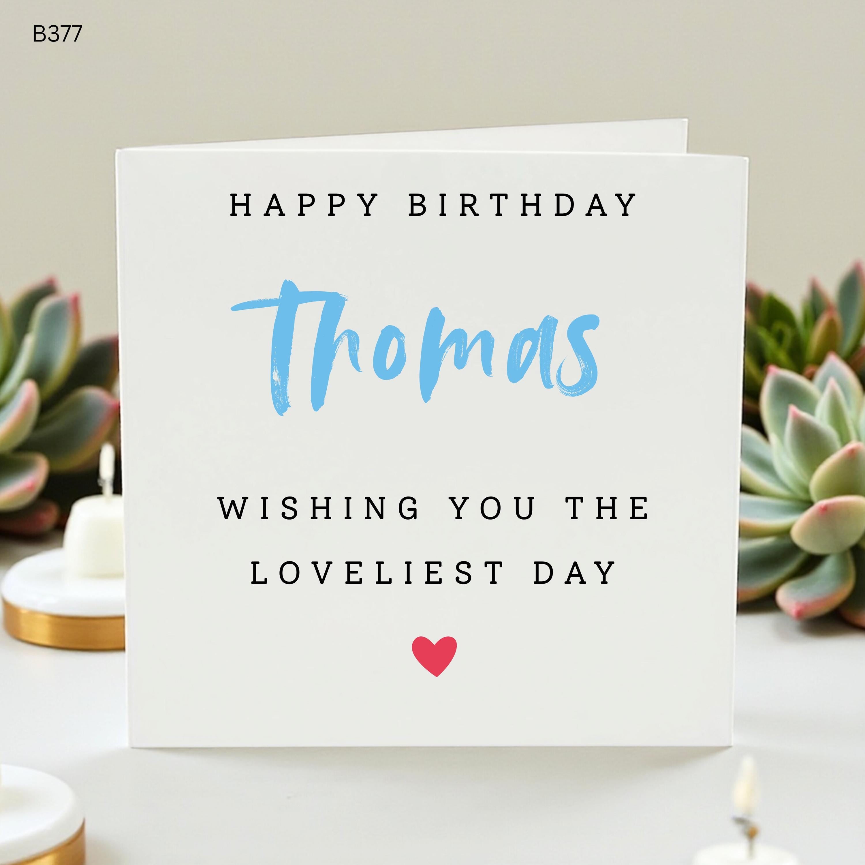 Personalized Birthday Card for Him, Custom Name Birthday Card for Son Brother, Blue Font Happy Birthday Card, Wishing You Loveliest Day