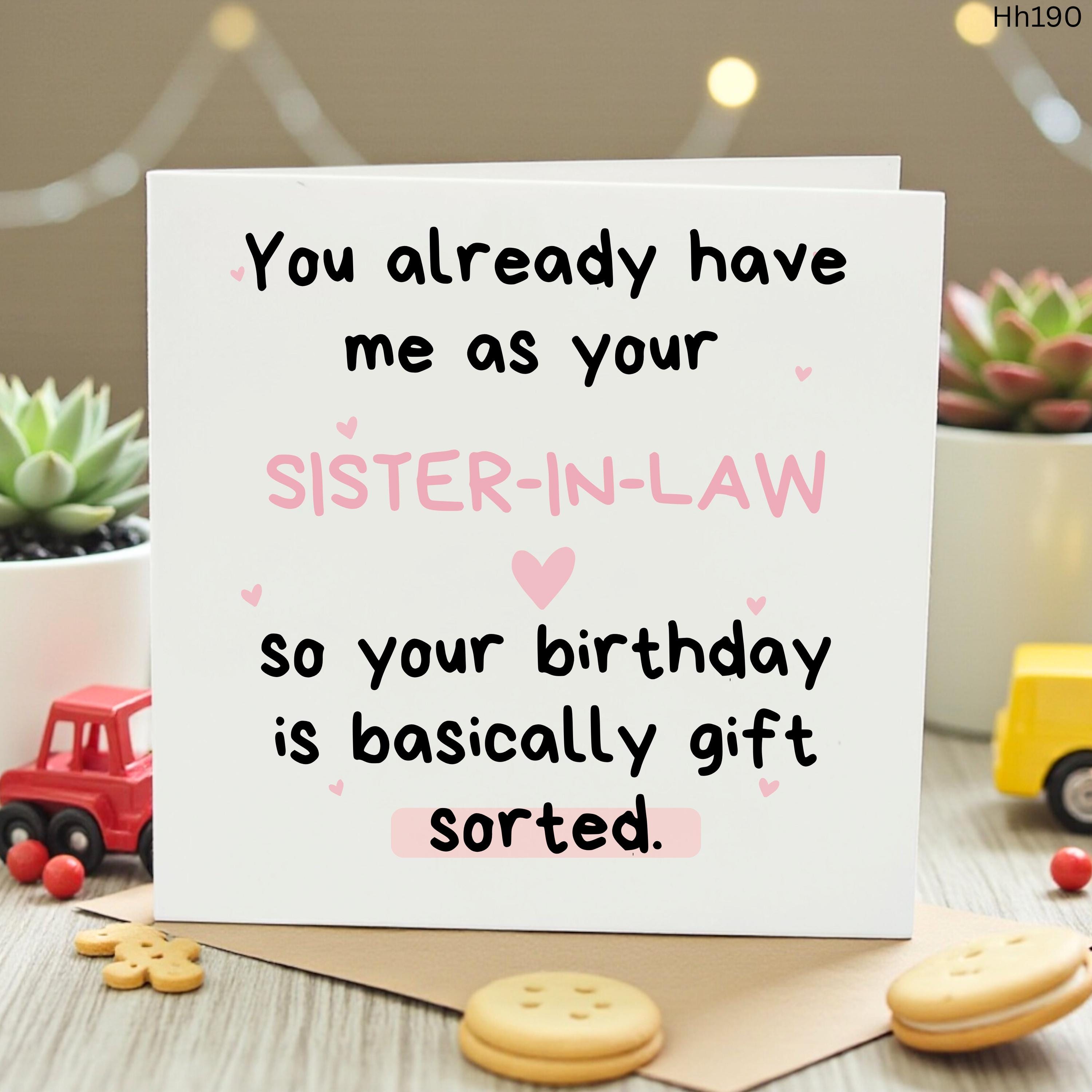 Funny Sister in Law Birthday Card, Sarcastic Birthday Card for Sister in Law, Cute Card from Sister in Law, Gift Sorted Card for Her