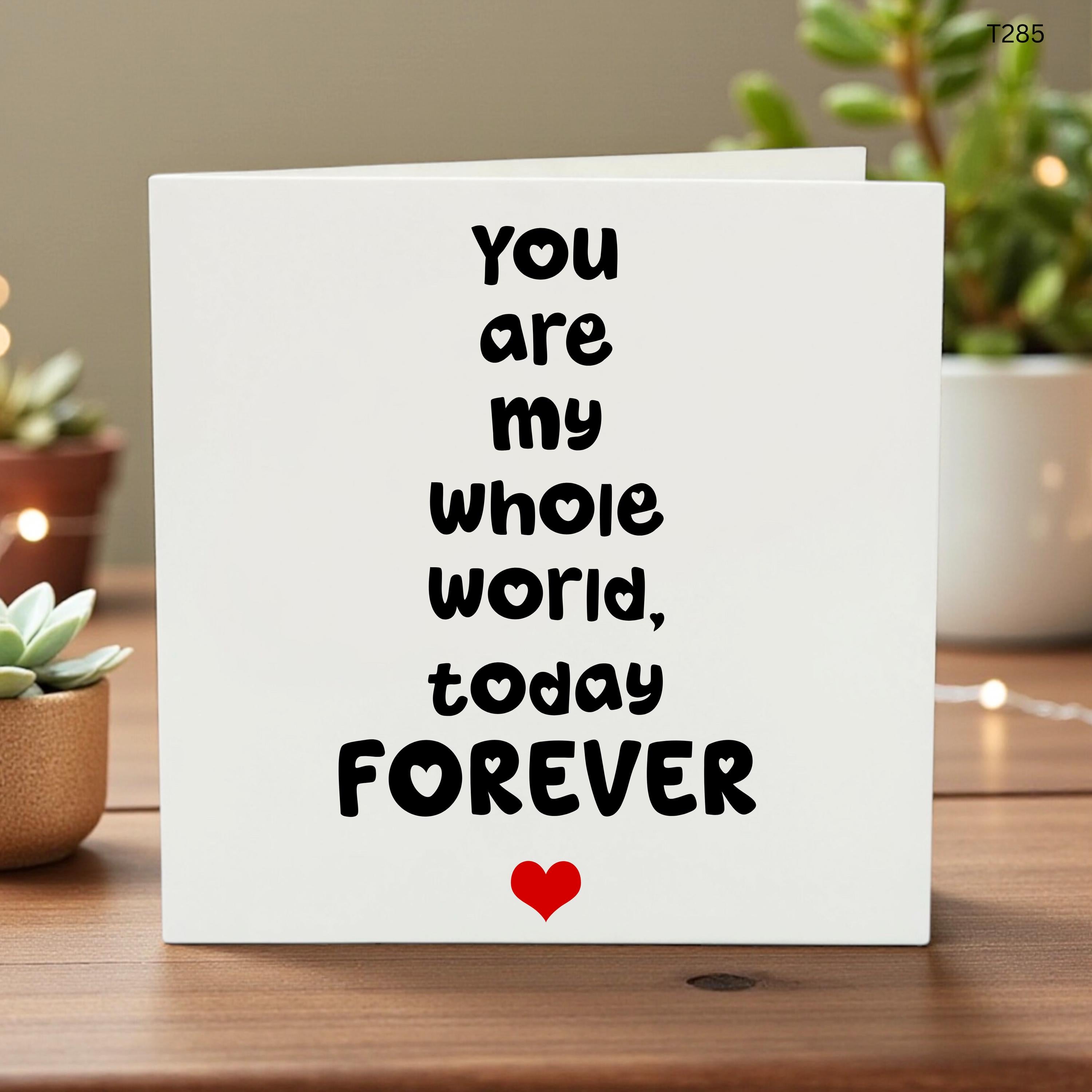 Romantic Anniversary Card for Husband Wife, You Are My Whole World Card, Cute Birthday Card for Boyfriend Girlfriend, I Love You Gift Card