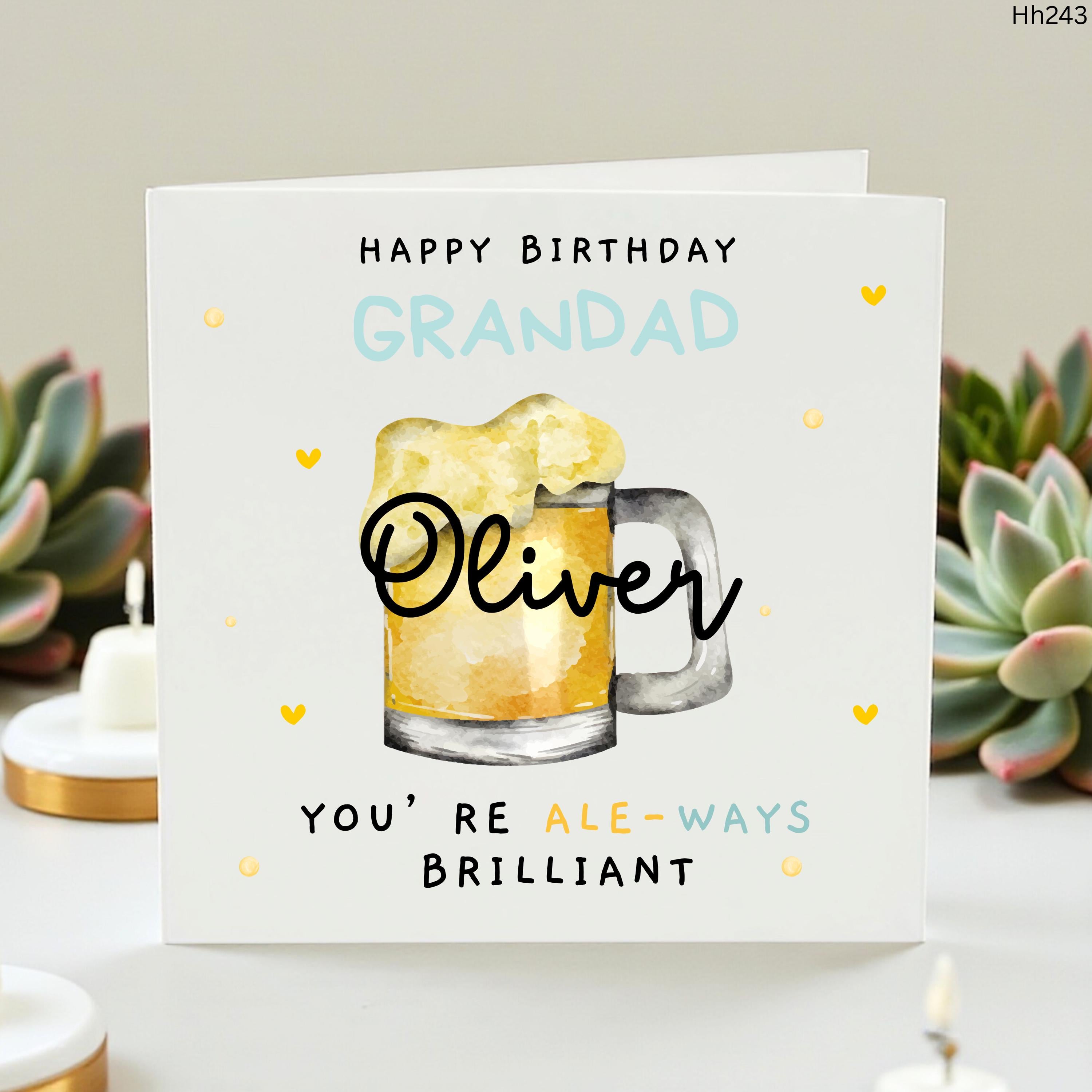 Personalized Grandad Birthday Card, Custom Beer Birthday Card for Him, Funny Ale Ways Brilliant Card for , Beer Lover Gift, Card