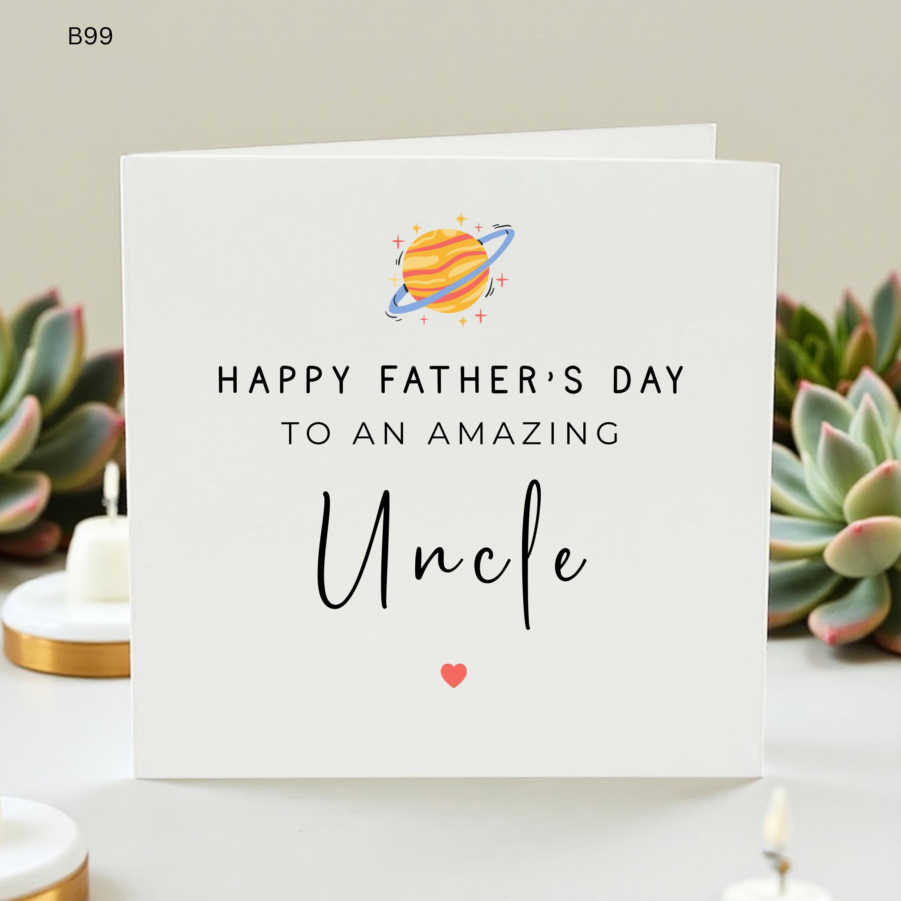 Uncle Father's Day Card, Amazing Uncle Card From Niece Nephew, Cute Planet Card, Personalised Fathers Day Card For Uncle