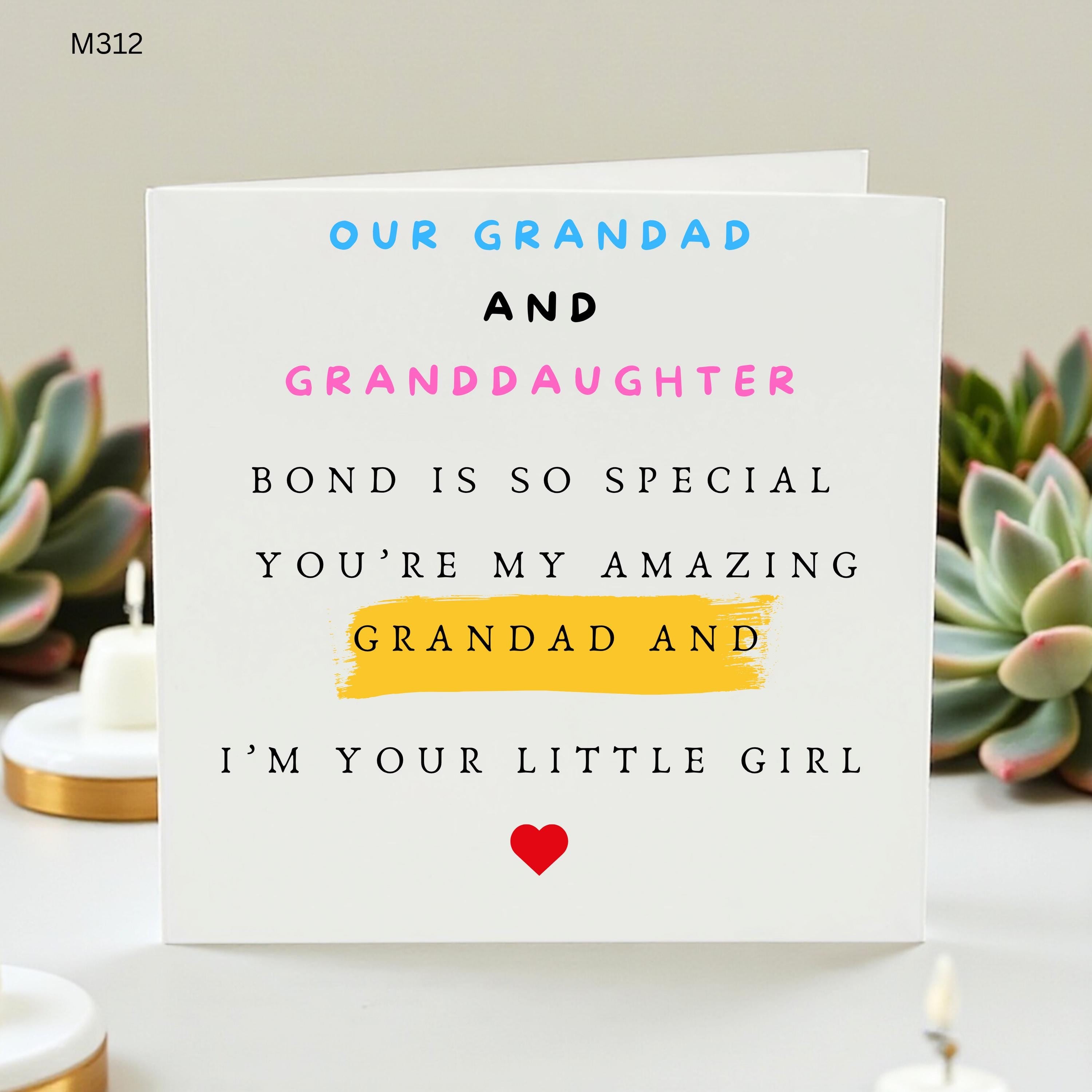Grandad Fathers Day Card From Granddaughter, Cute Grandad And Granddaughter Card, Special Bond Grandpa Card, Personalised Gift For Him Gifts