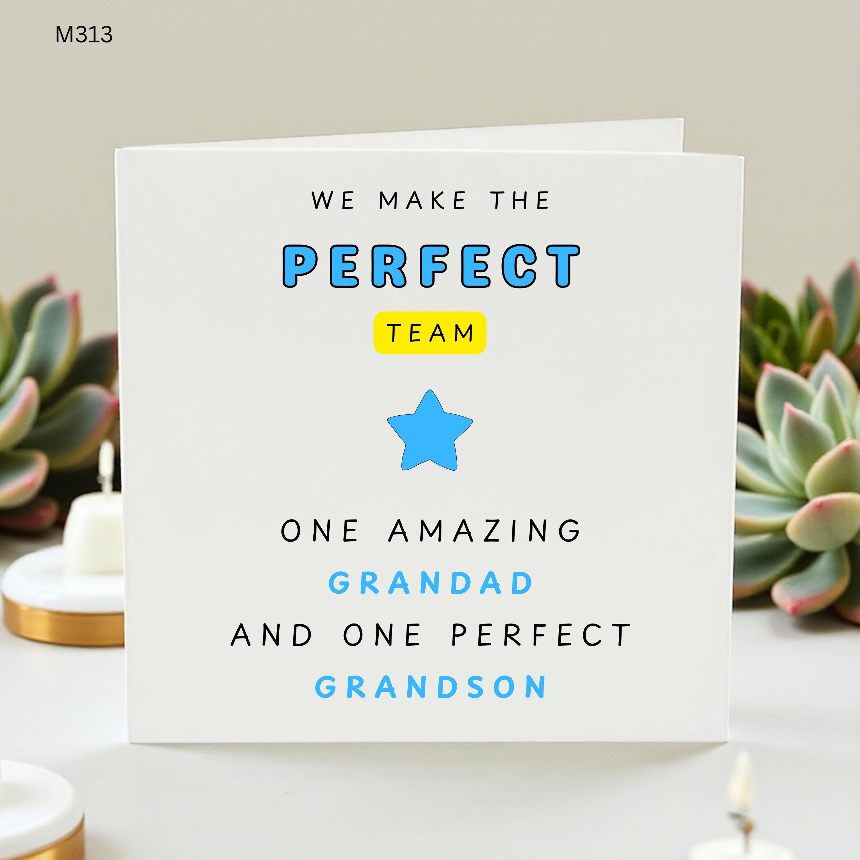Personalised Grandad Grandson Fathers Day Card, Perfect Team Grandpa Birthday Card, Cute From Grandson Keepsake Gift For Grandad Grandpa Dad