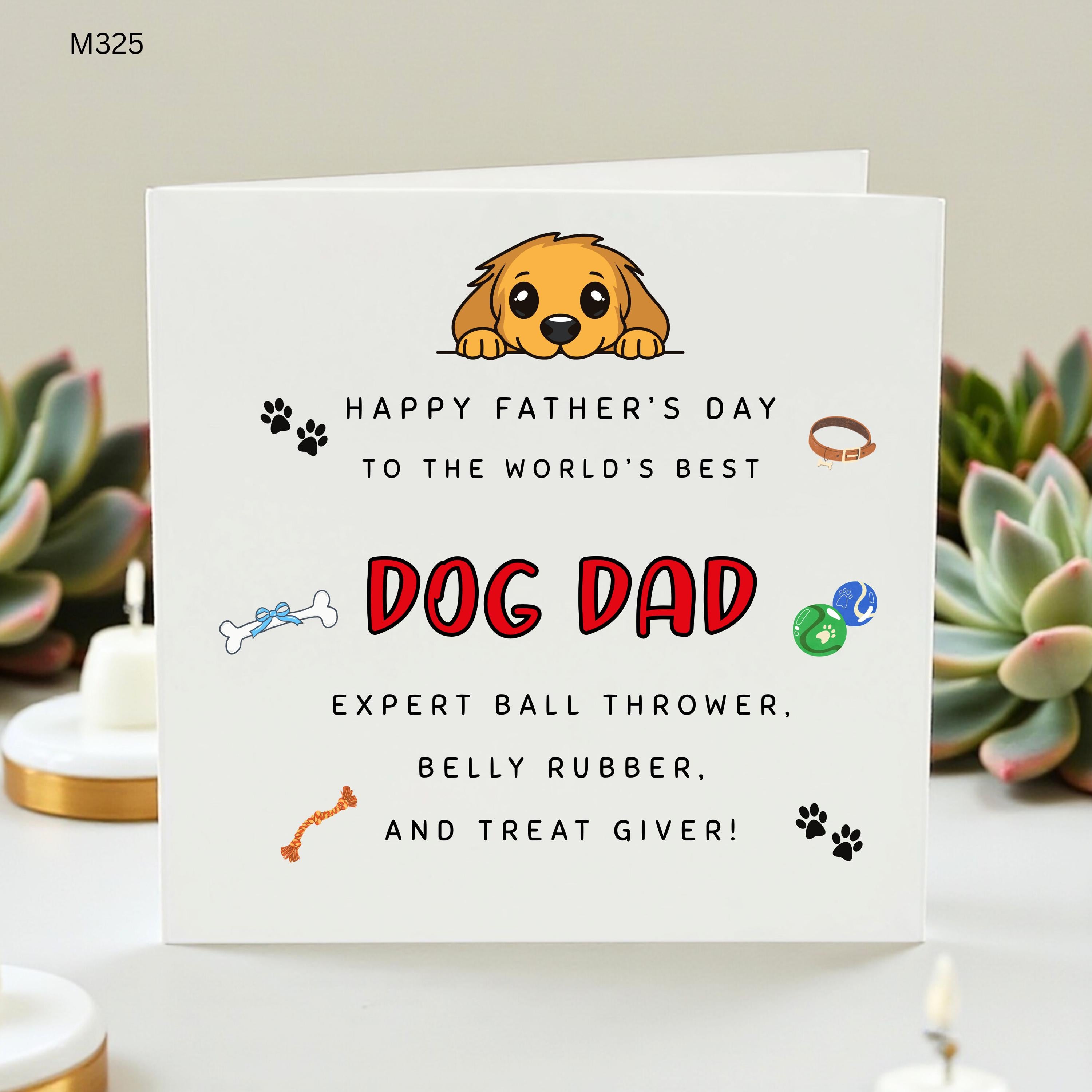Dog Dad Fathers Day Card From Dog, Funny Pet Dad Card, World's Best Dog Dad, Cute Dog Lover Card For Dad Daddy Papa