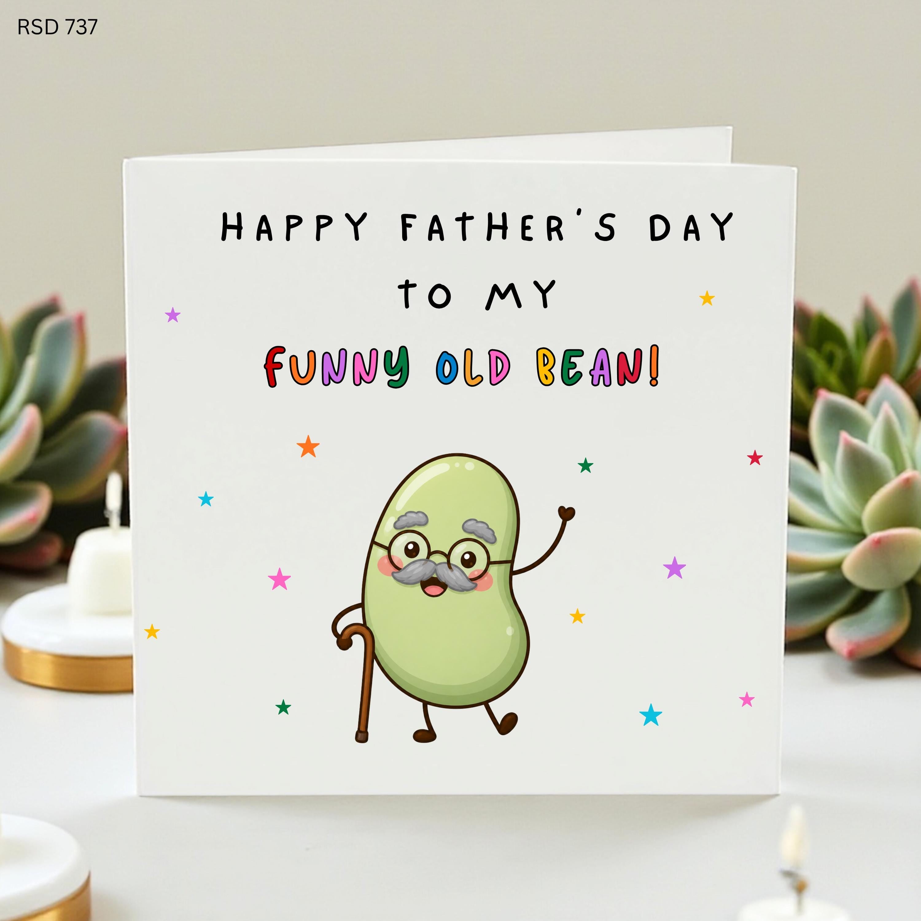 Funny Old Bean Father's Day Card, Cute Dad Bean Pun Card From Son Daughter, Funny Daddy Card, Old Bean Dad Gift For Him