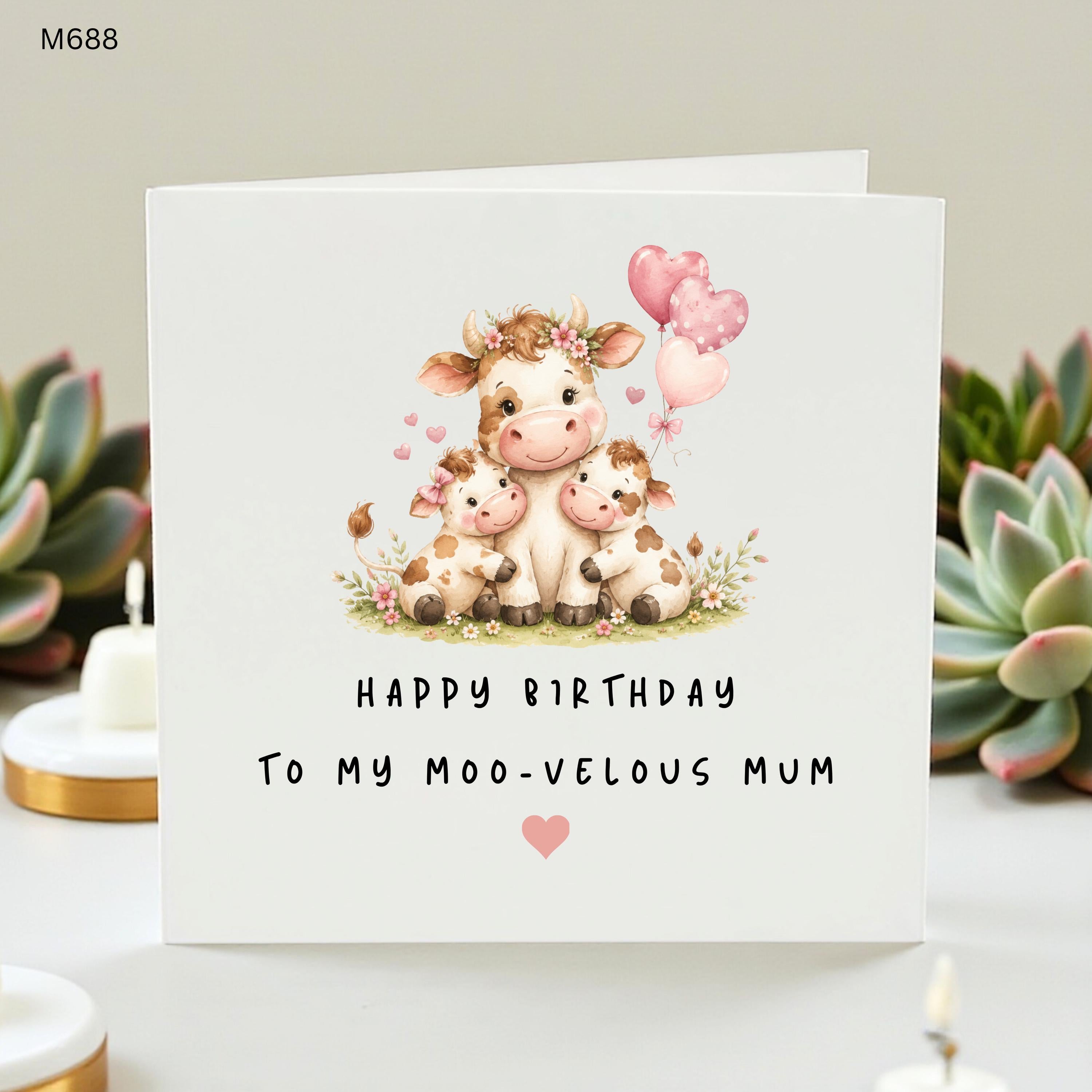 Moo Velous Mum Card, Happy Birthday Mum, Cute Cow Birthday Card, Funny Mum Birthday Gift, Highland Cow Card, Card for Mother,