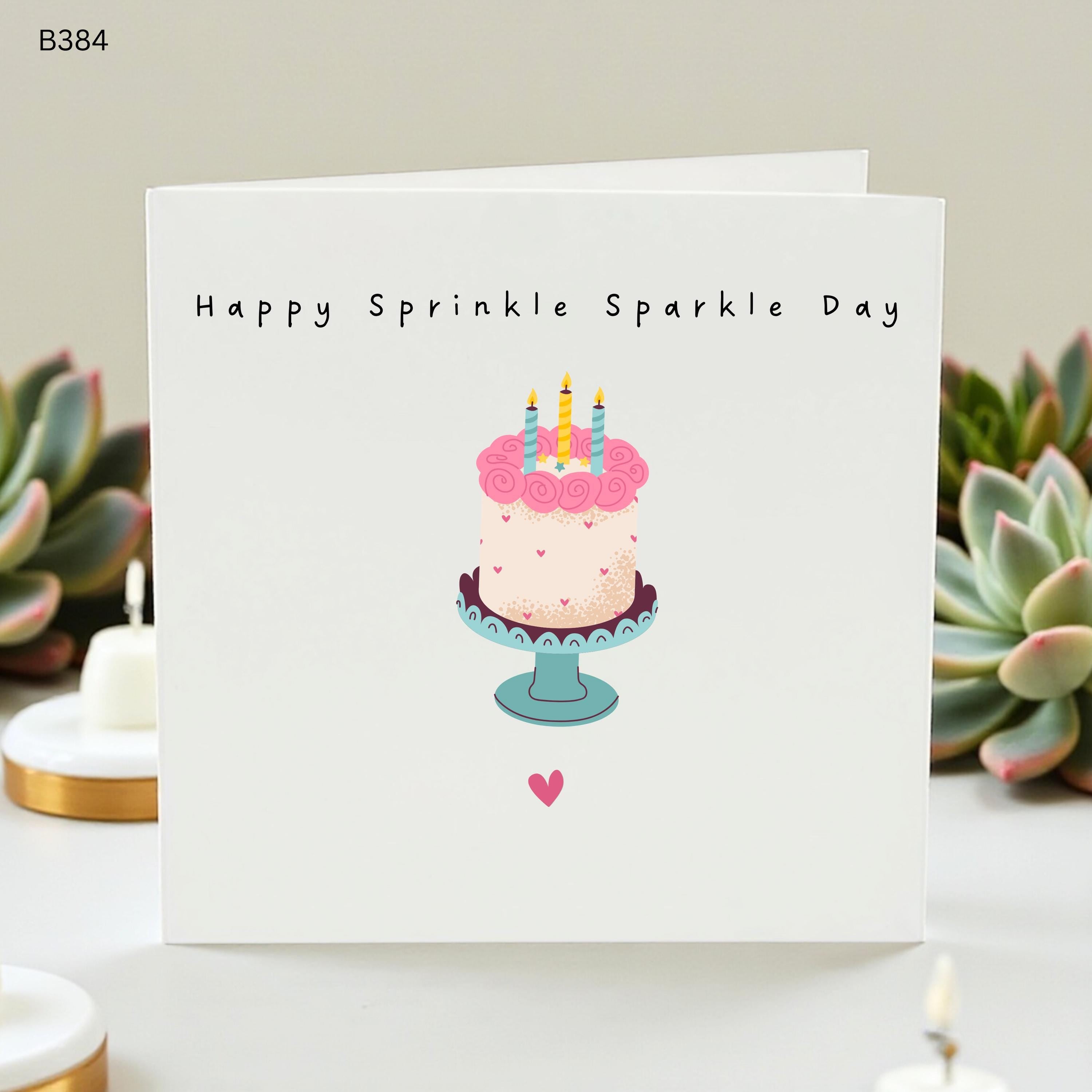 Happy Sprinkle Sparkle Day Birthday Card, Cute Cake Birthday Card, Sweet Birthday Card for Her, Pastel Birthday Cake Gift, Whimsical