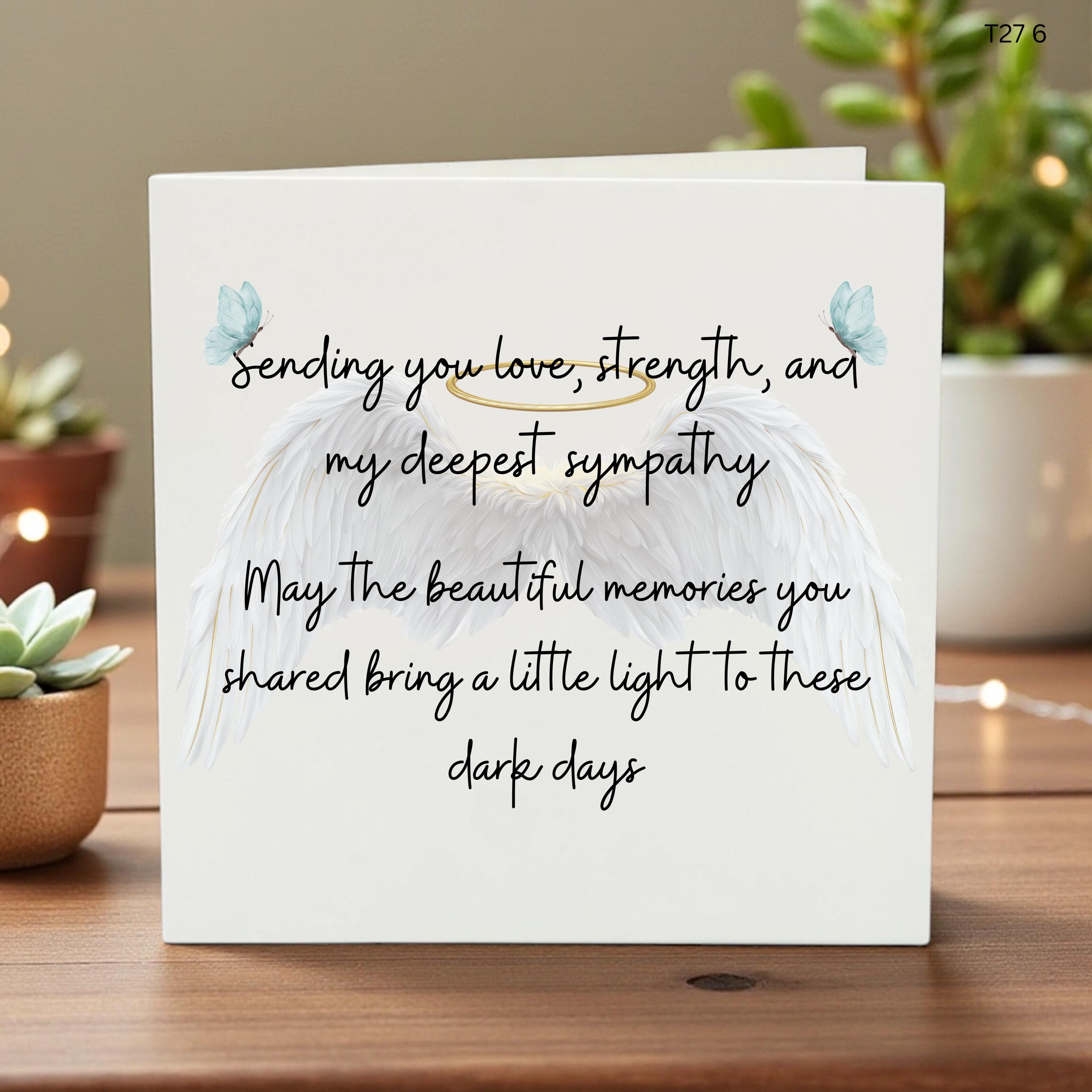 Deepest Sympathy Card, Angel Wings Bereavement Card, Thinking of You Gift, Loss of Loved One Support,Sentimental Grief, Butterfly Condolence
