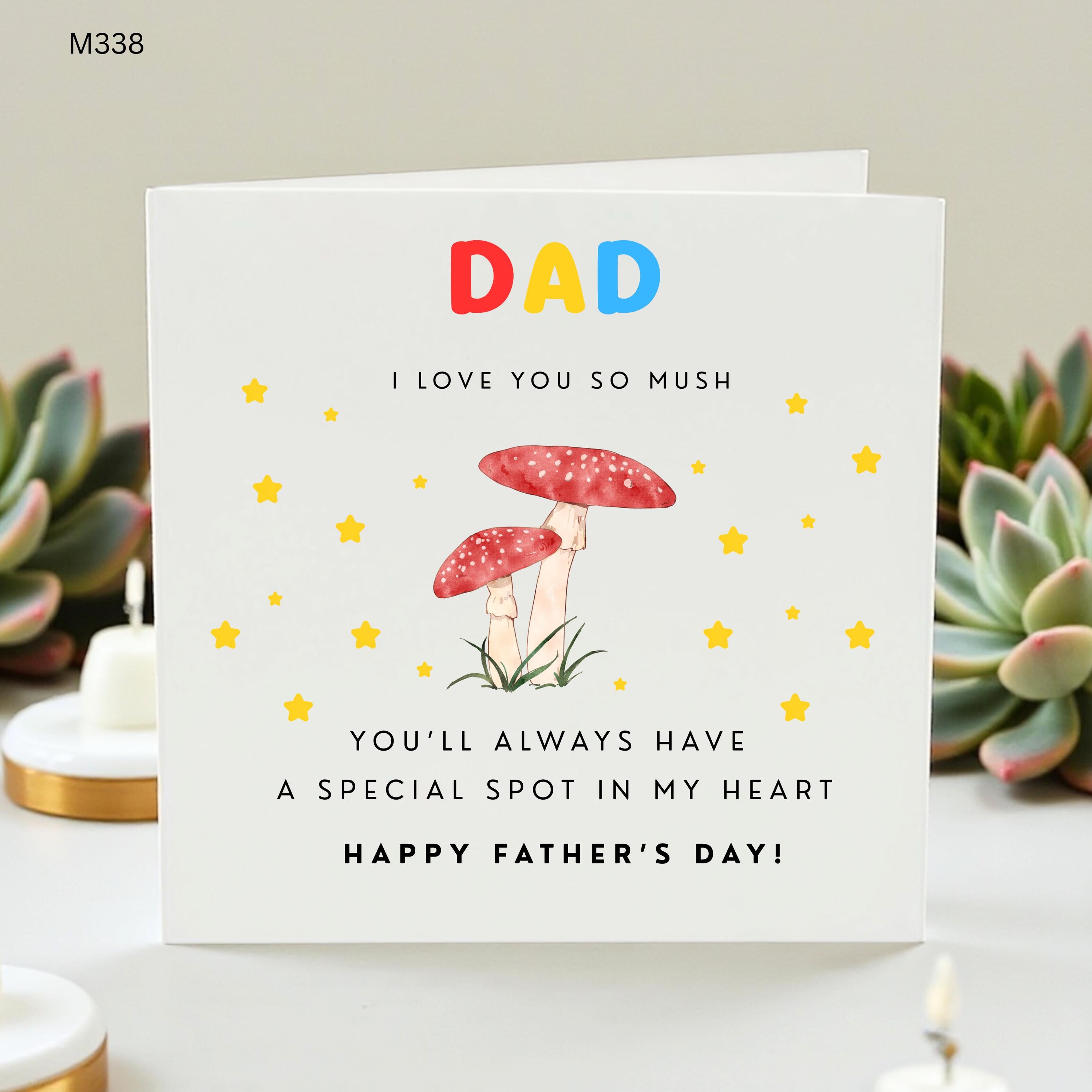 Mushroom Father's Day Card - I Love You So Mush Pun Card for Dad - Cute Toadstool Greeting Card - Fun Mushroom Gift for Him - Special Spot