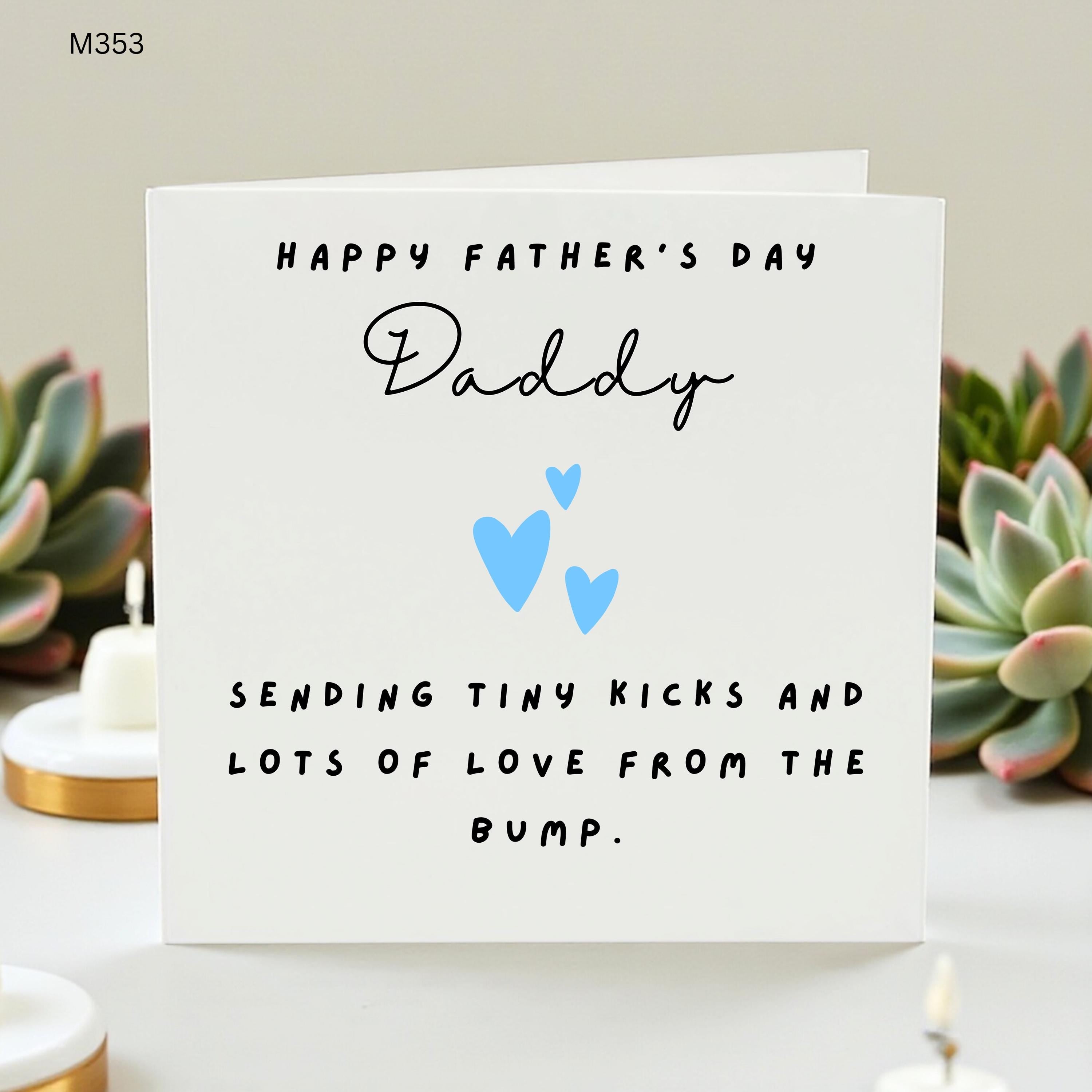 Happy Father’s Day Daddy from the Bump Card, First Father's Day Card for Dad to Be, Sending Tiny Kicks Card, Pregnancy Reveal Father's Day