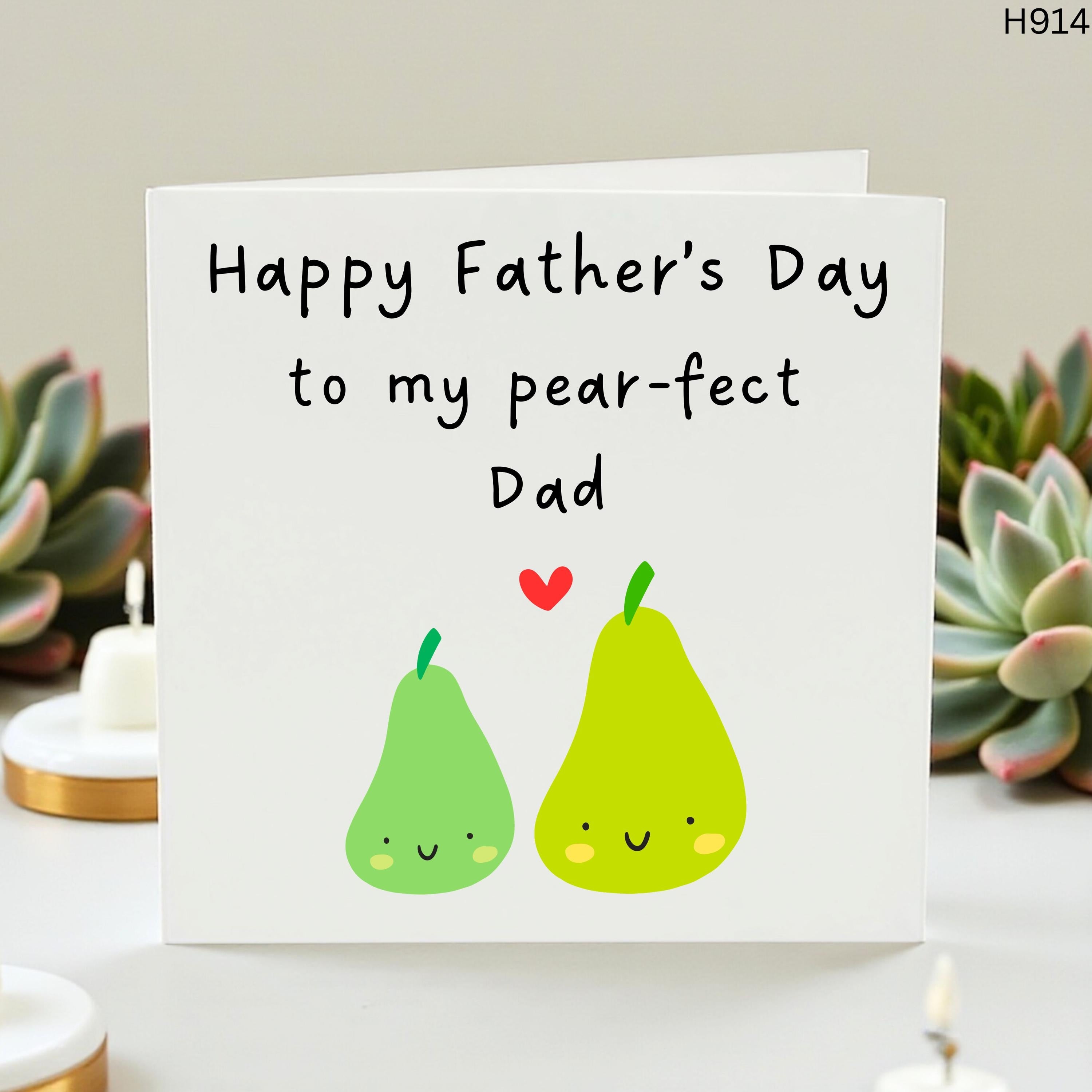 Pear-fect Father's Day Card, Funny Pear Pun Card for Dad, Cute Greeting Card from Daughter or Son, Happy Father's Day Gift, Punny Dad Card