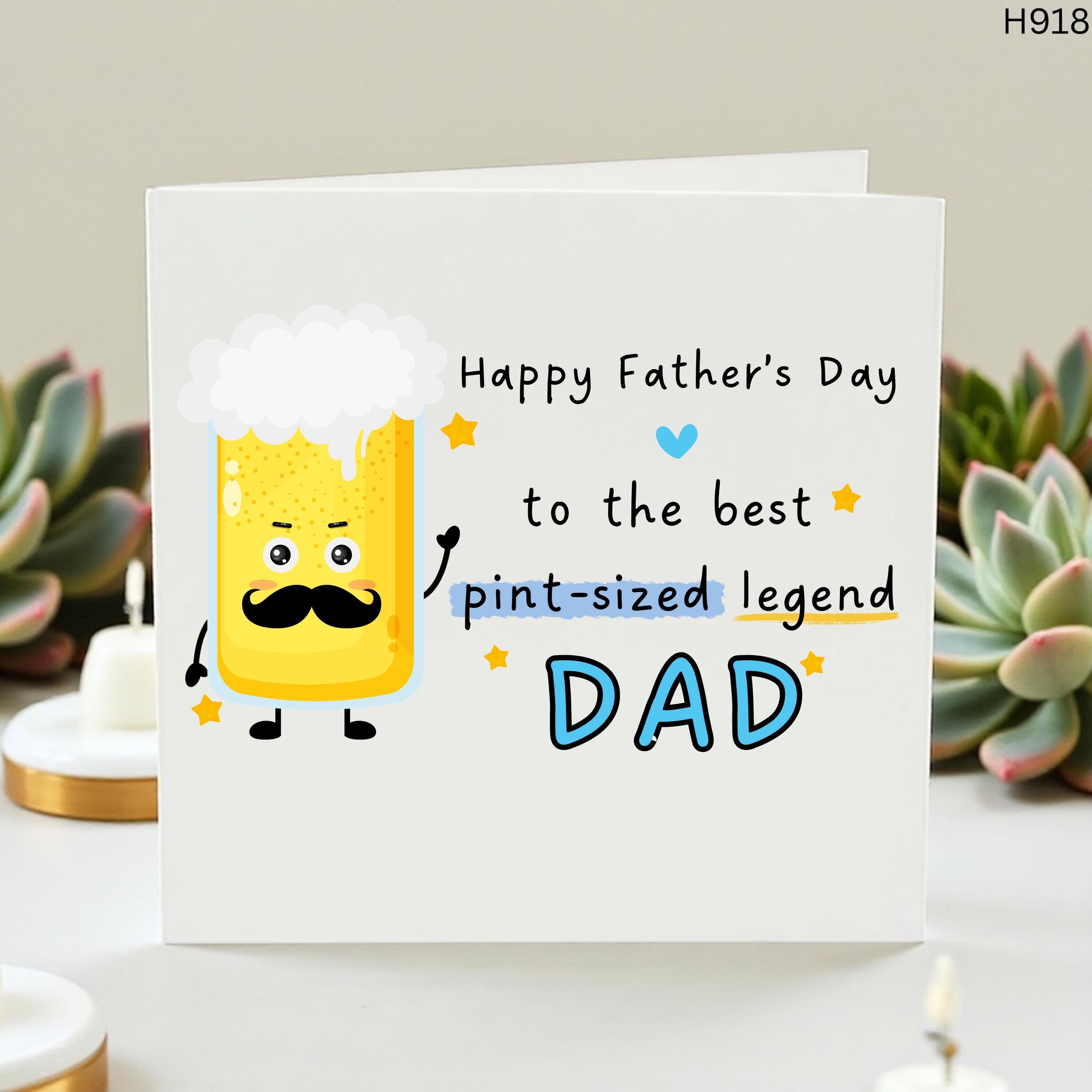 Funny Beer Father's Day Card for Dad, Pint-Sized Legend Pun Greeting Card, Beer Lover Birthday Card for Husband, Grandpa, Step Dad Gift Idea