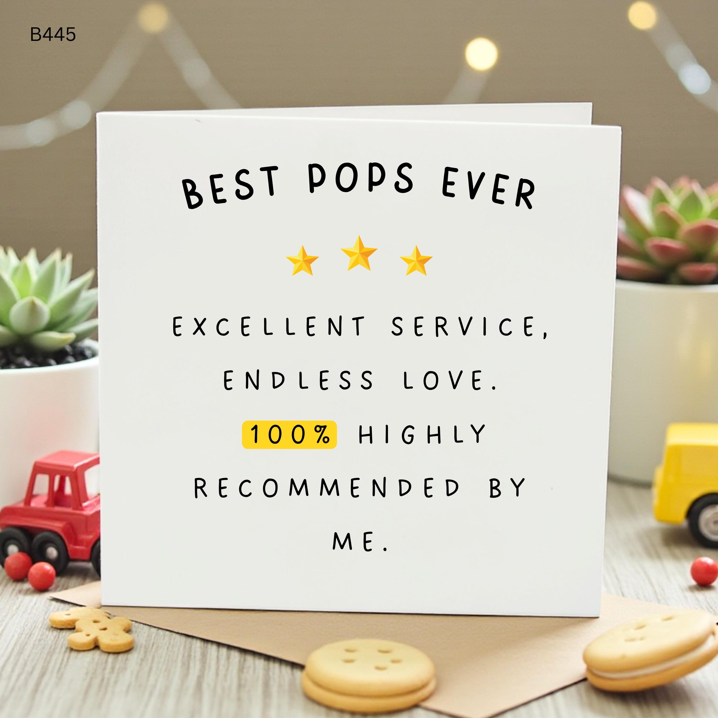 Best Pops Ever Card, Funny Pops Card, Grandad Birthday Card, Father’s Day Card, Grandfather Card From Grandkids, Cute Love Card